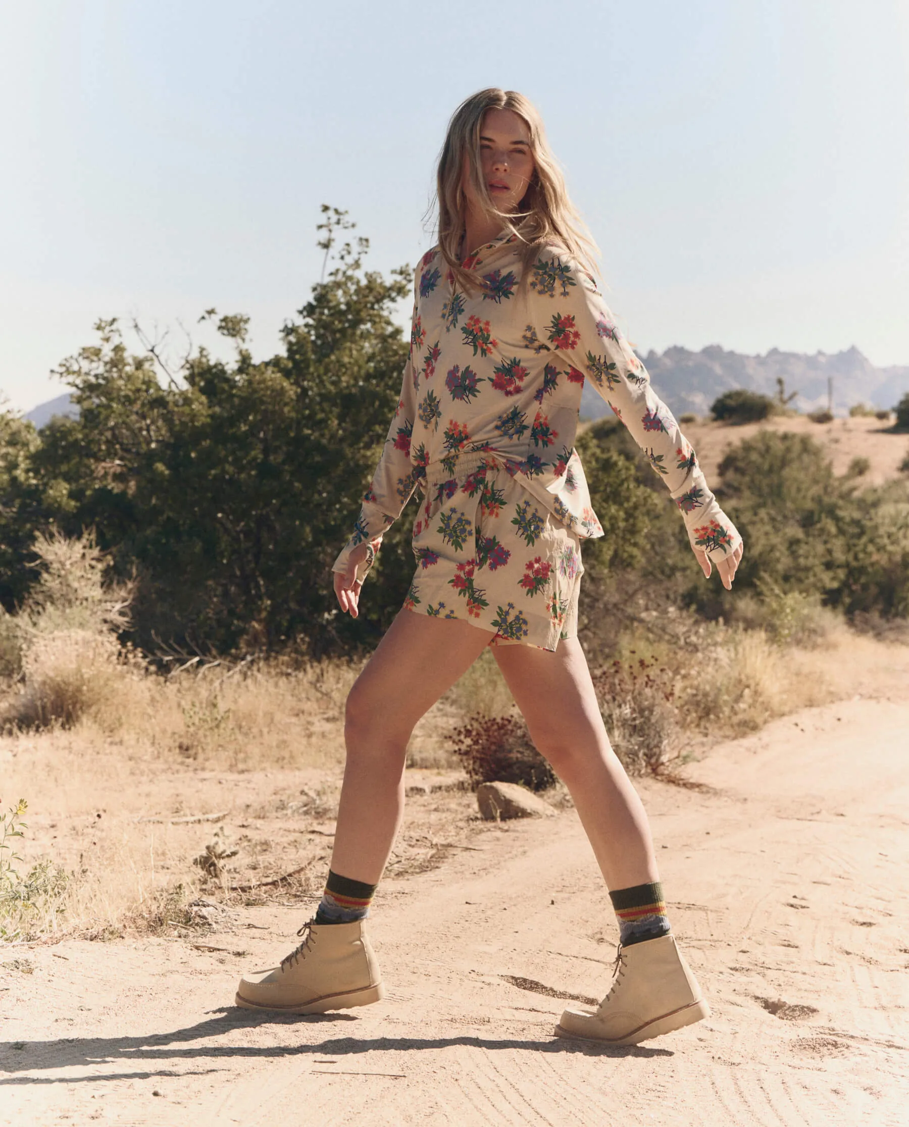 The Quarter Zip Trail Pullover. -- Pale Khaki Palisade Floral sold by THE GREAT. product image thumbnail 5