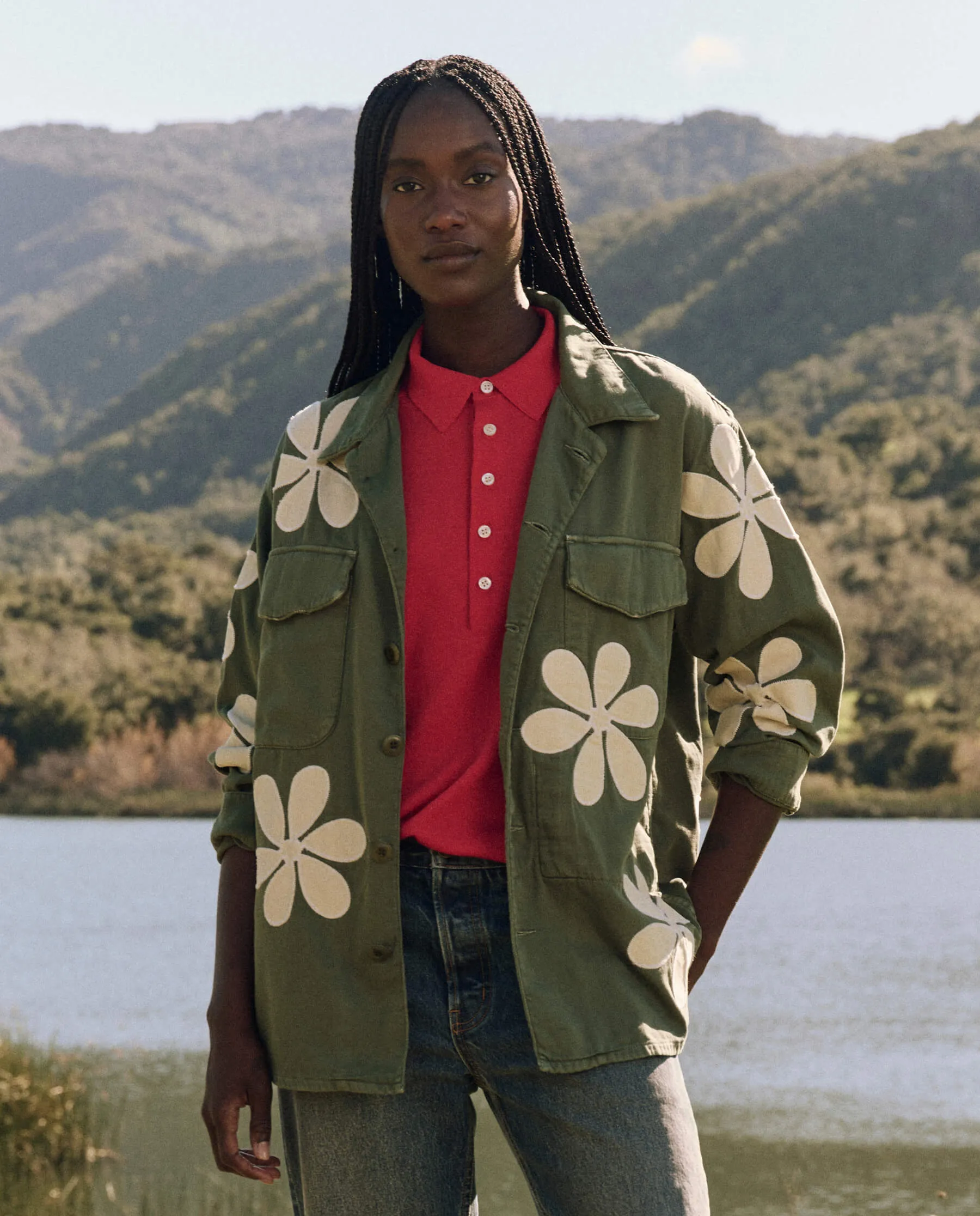 The Vintage Army Jacket with Daisy Applique. -- Classic Army sold by THE GREAT.