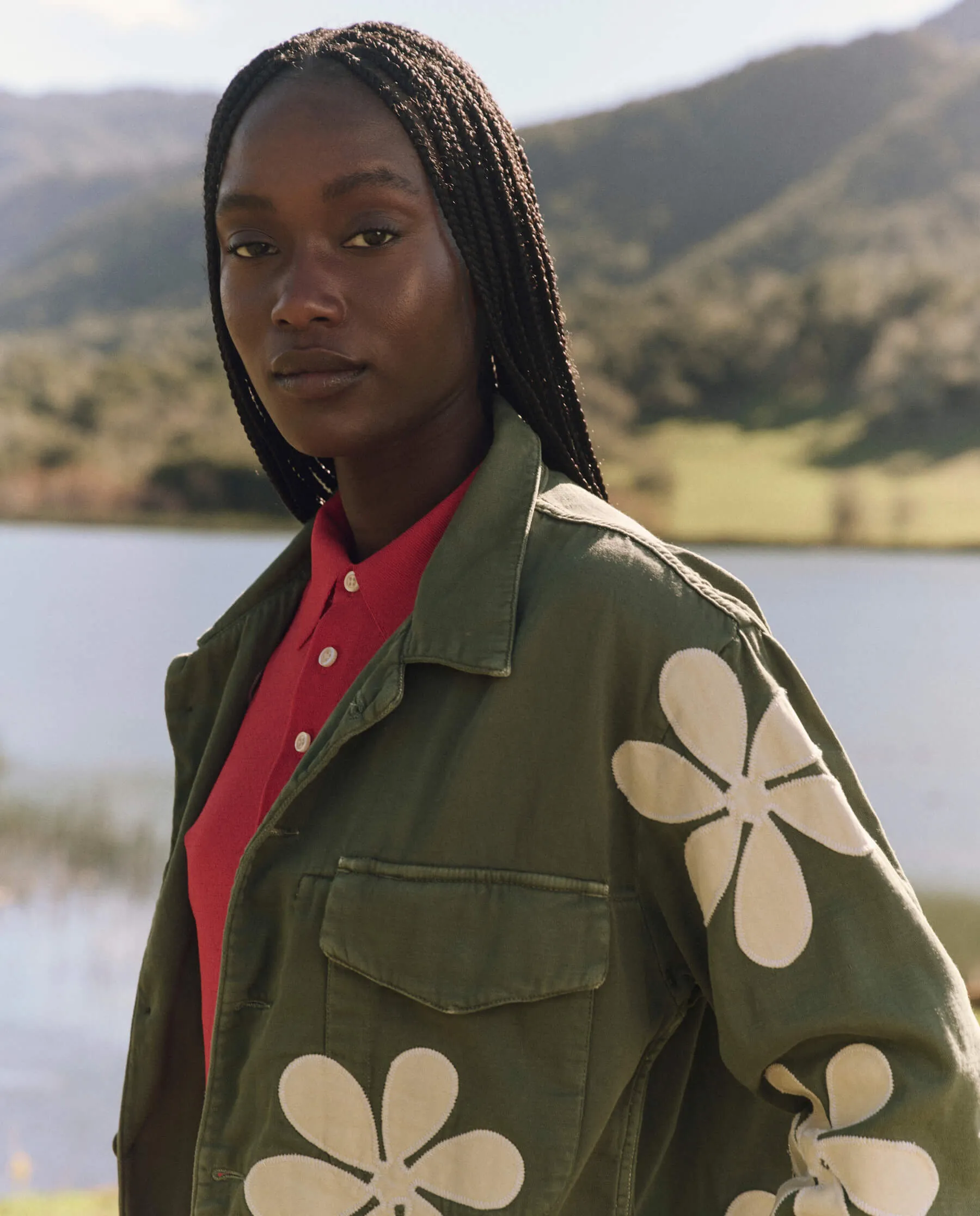 The Vintage Army Jacket with Daisy Applique. -- Classic Army sold by THE GREAT. product image thumbnail 3