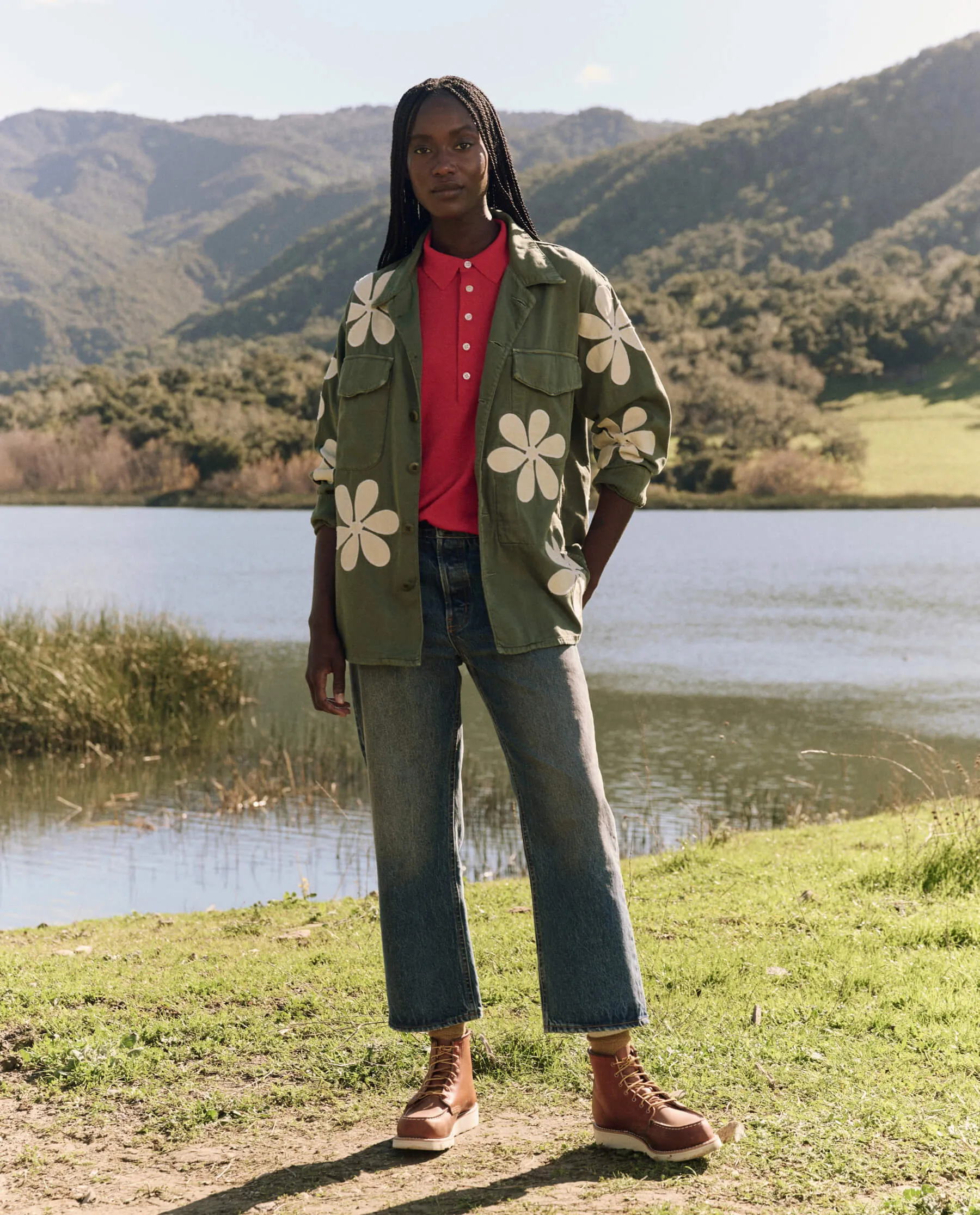 The Vintage Army Jacket with Daisy Applique. -- Classic Army sold by THE GREAT. product image thumbnail 5