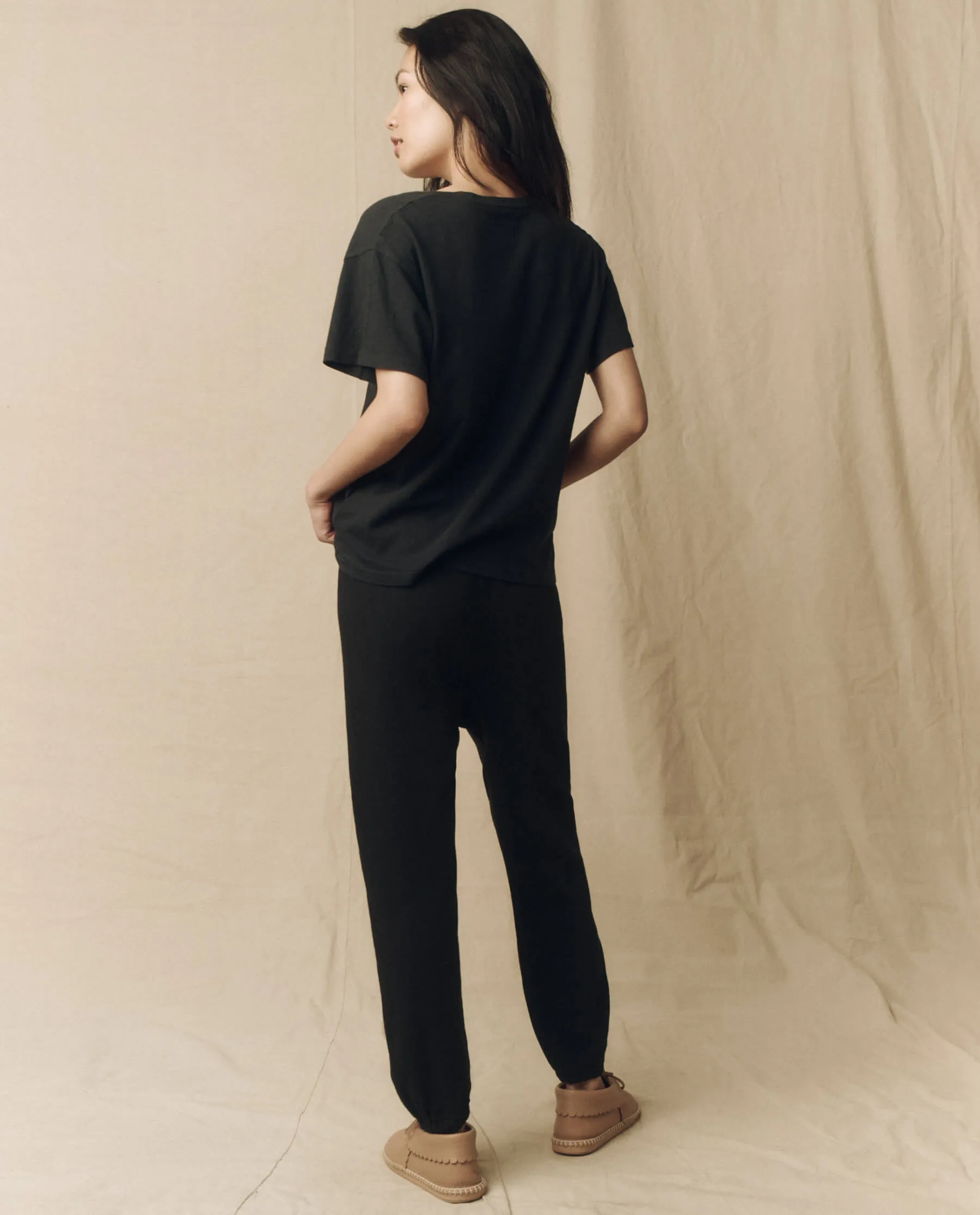 The V-Neck Tee. Solid -- Almost Black sold by THE GREAT. product image thumbnail 4