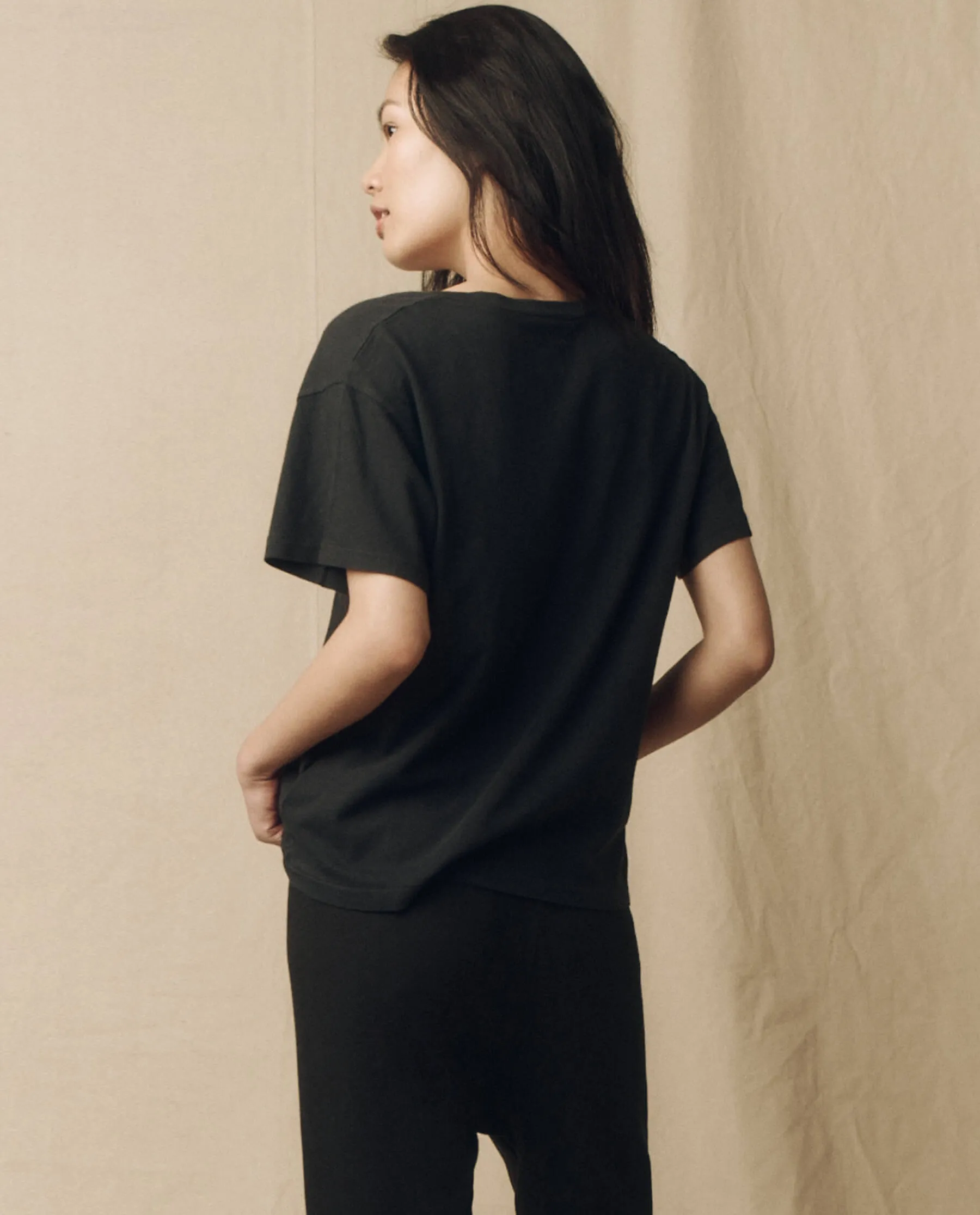 The V-Neck Tee. Solid -- Almost Black sold by THE GREAT. product image thumbnail 2