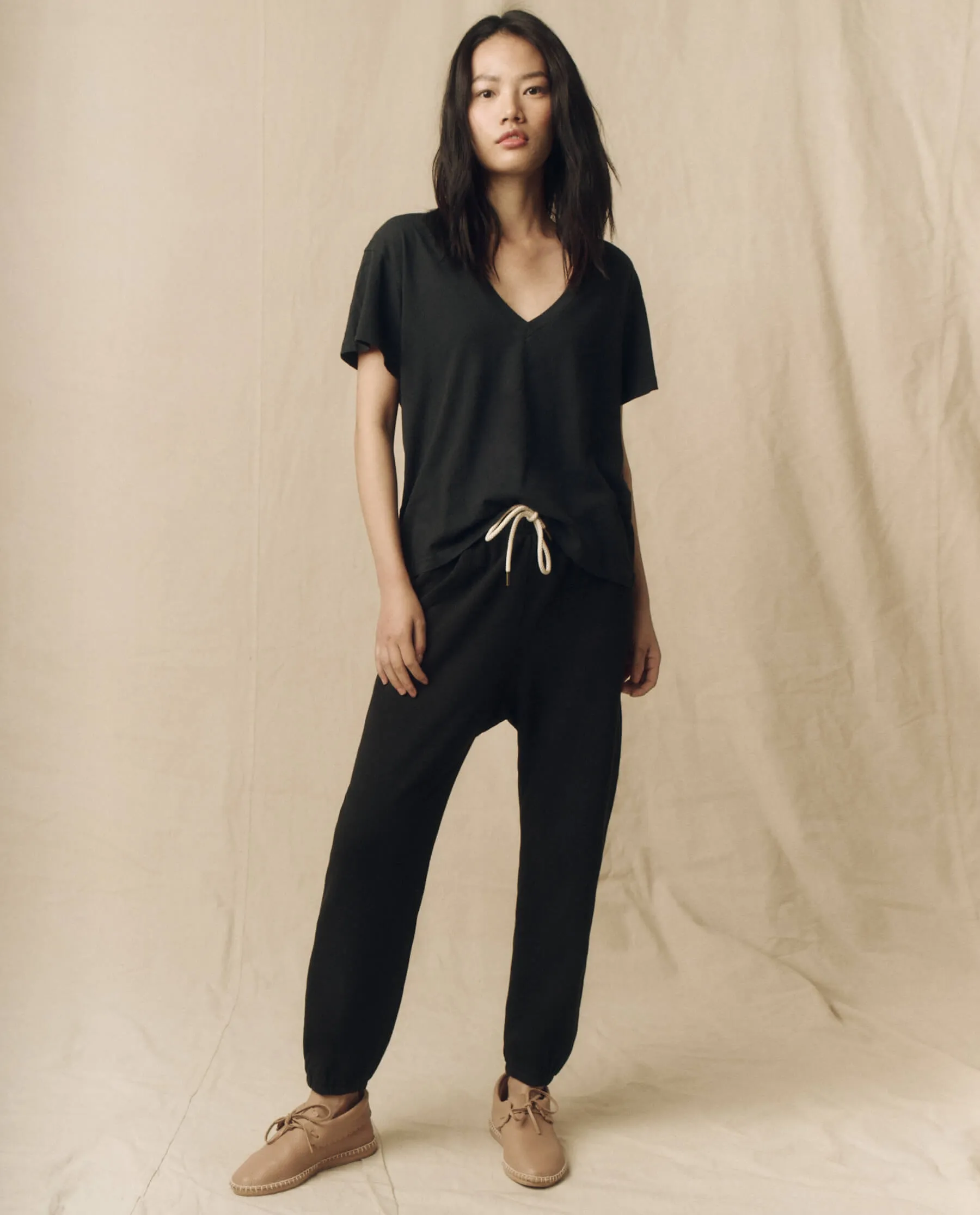 The V-Neck Tee. Solid -- Almost Black sold by THE GREAT. product image thumbnail 3