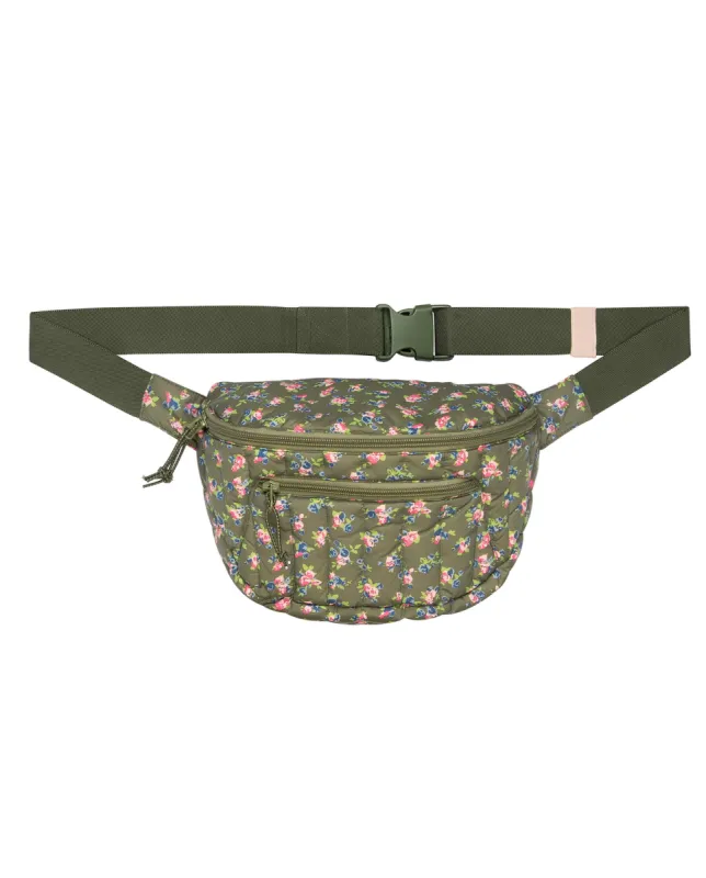 The Down Quilted Puffer Hip Pack. -- Cypress Basin Floral sold by THE GREAT.
