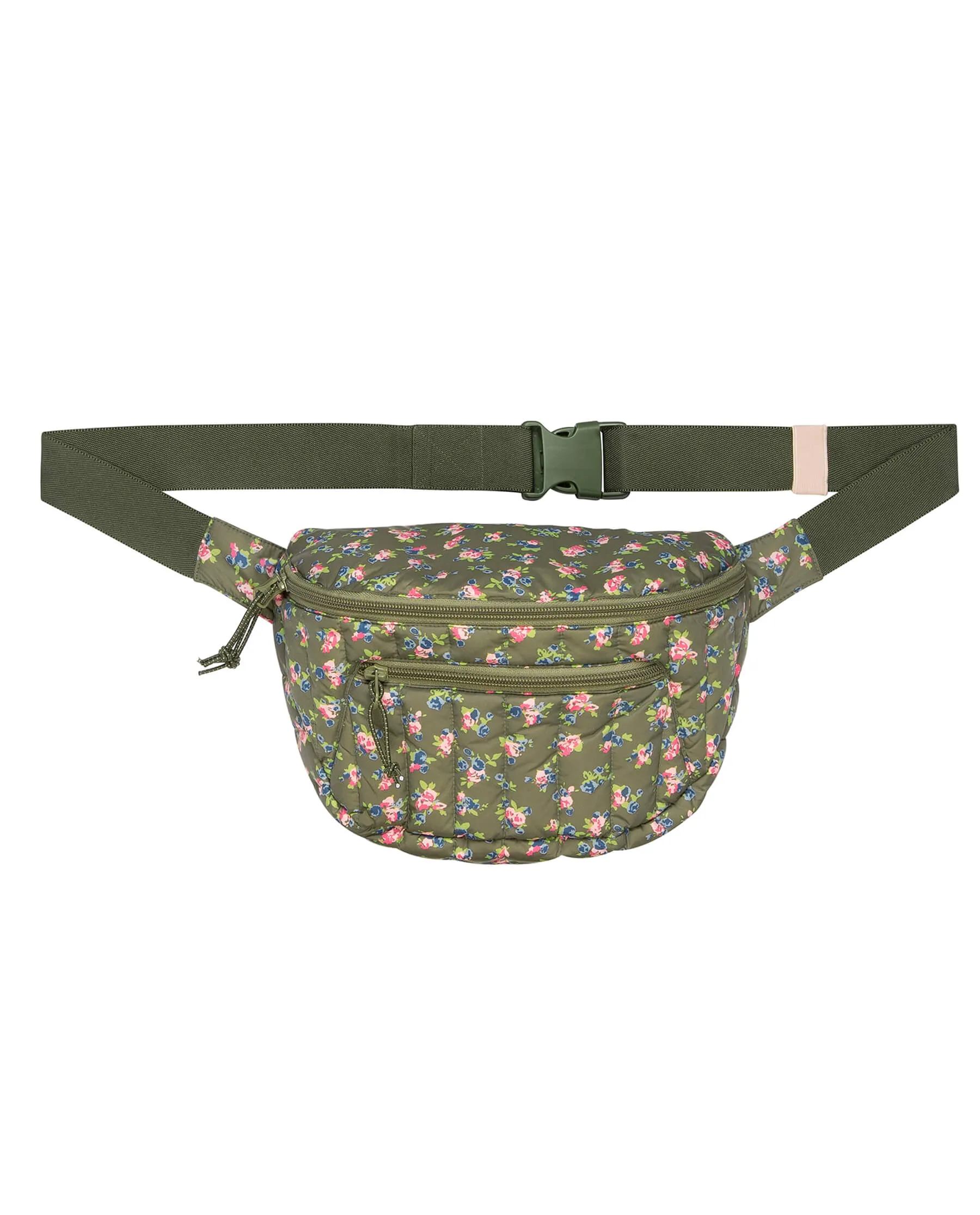 The Down Quilted Puffer Hip Pack. -- Cypress Basin Floral sold by THE GREAT.