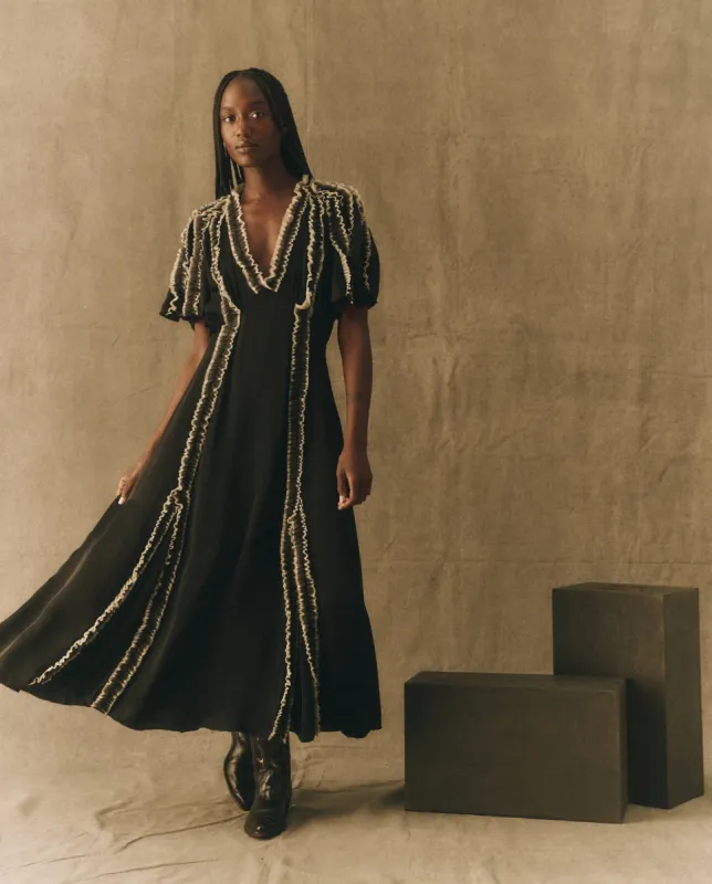 The Dancehall Dress. -- Black with Cream sold by THE GREAT.