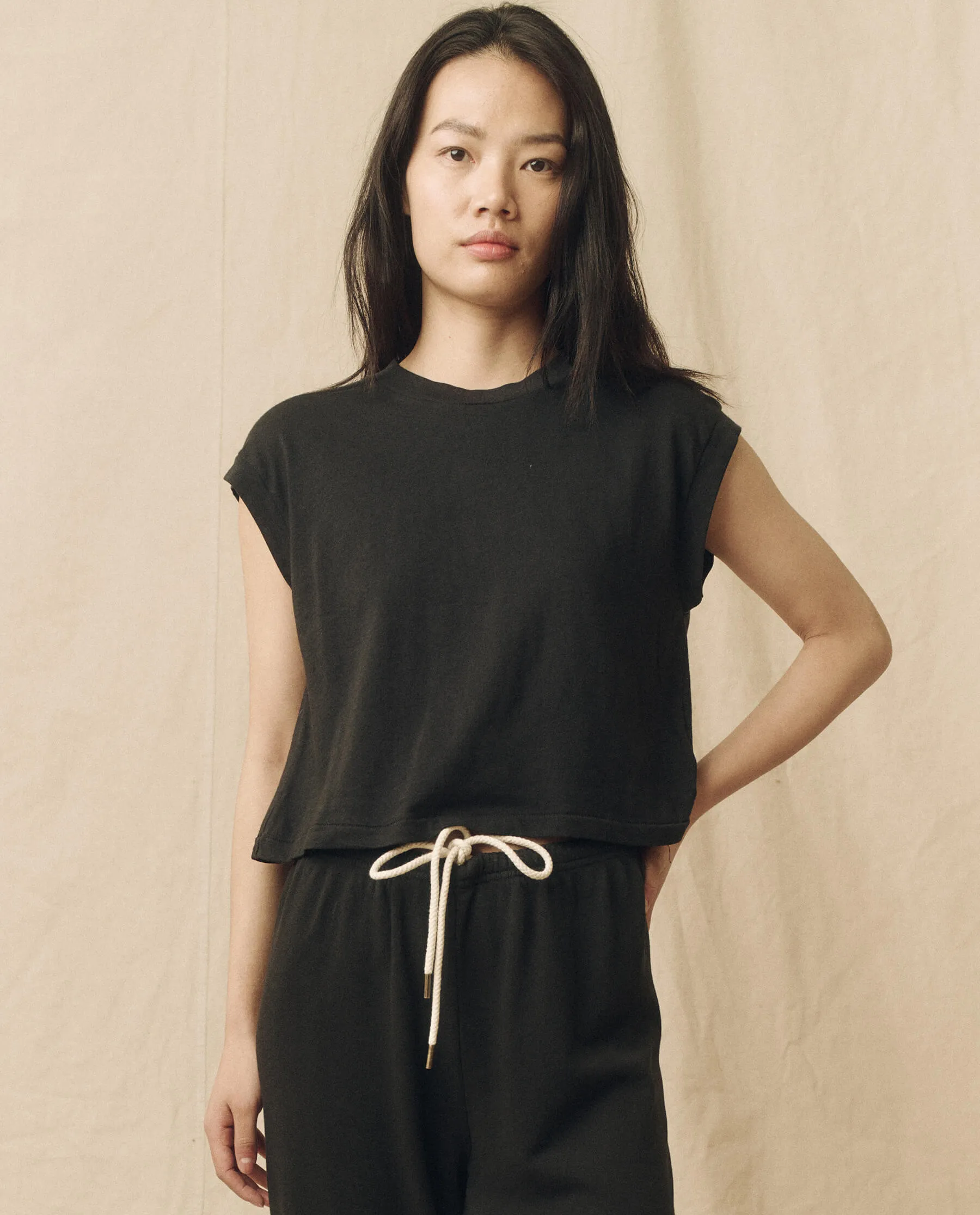 The Square Tee. -- Almost Black sold by THE GREAT.