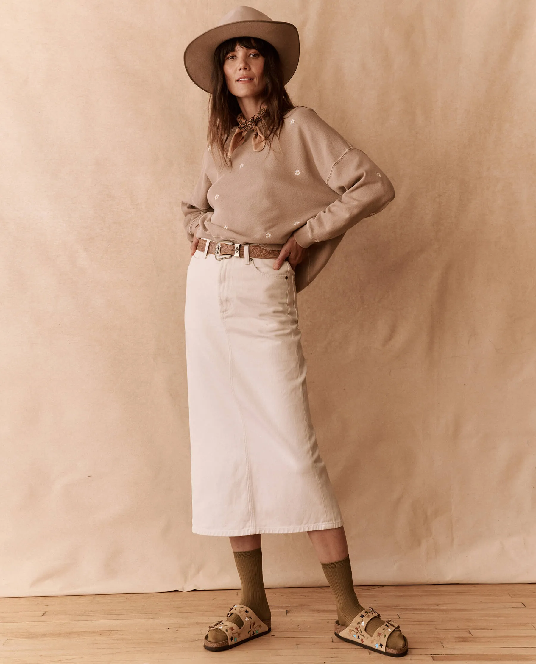 The BIRKENSTOCK Arizona with Hand Painted Tooled Tulip. -- Latte Cream with Multi sold by THE GREAT. product image thumbnail 5