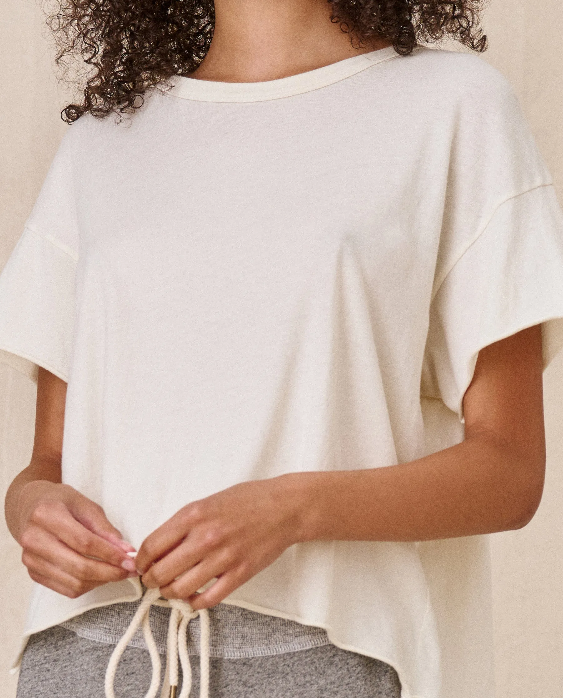 The Crop Tee. Solid -- Washed White sold by THE GREAT. product image thumbnail 4