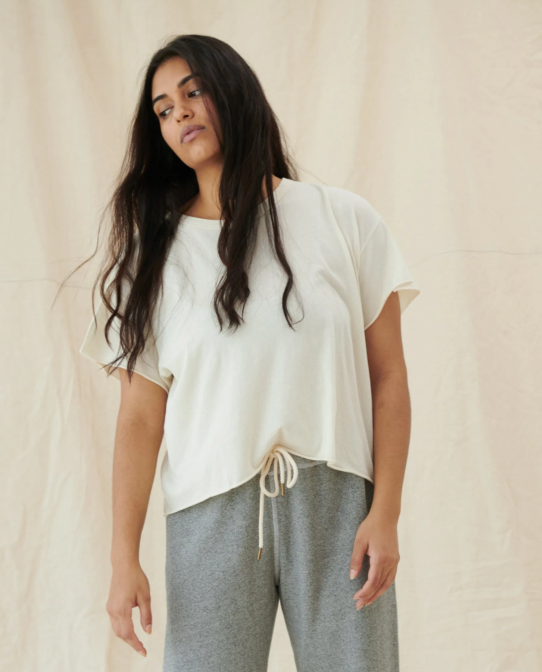 The Crop Tee. Solid -- Washed White sold by THE GREAT. product image thumbnail 5