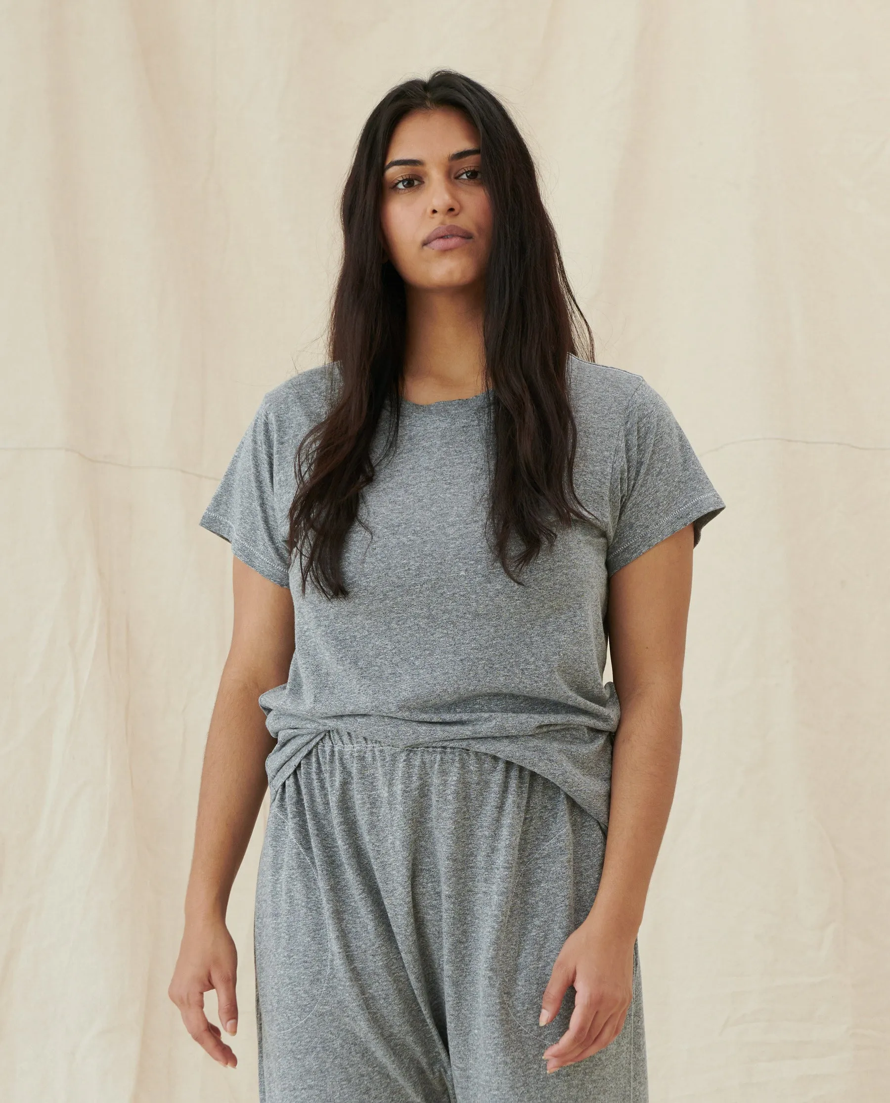 The Slim Tee. Solid -- Heather Grey sold by THE GREAT. product image thumbnail 4