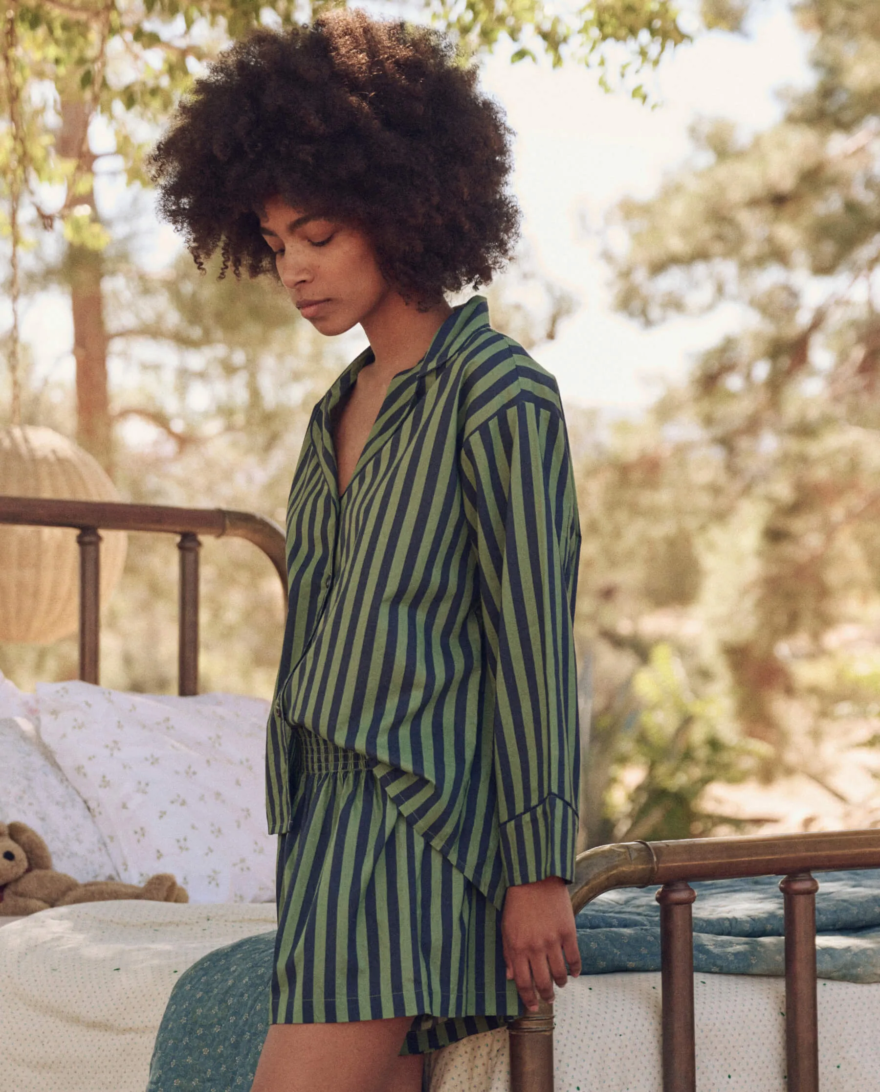 The Pajama Shirt. -- Seaside Stripe sold by THE GREAT. product image thumbnail 3