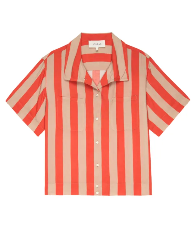 The Bowling Shirt. -- Sunset Stripe made by THE GREAT.
