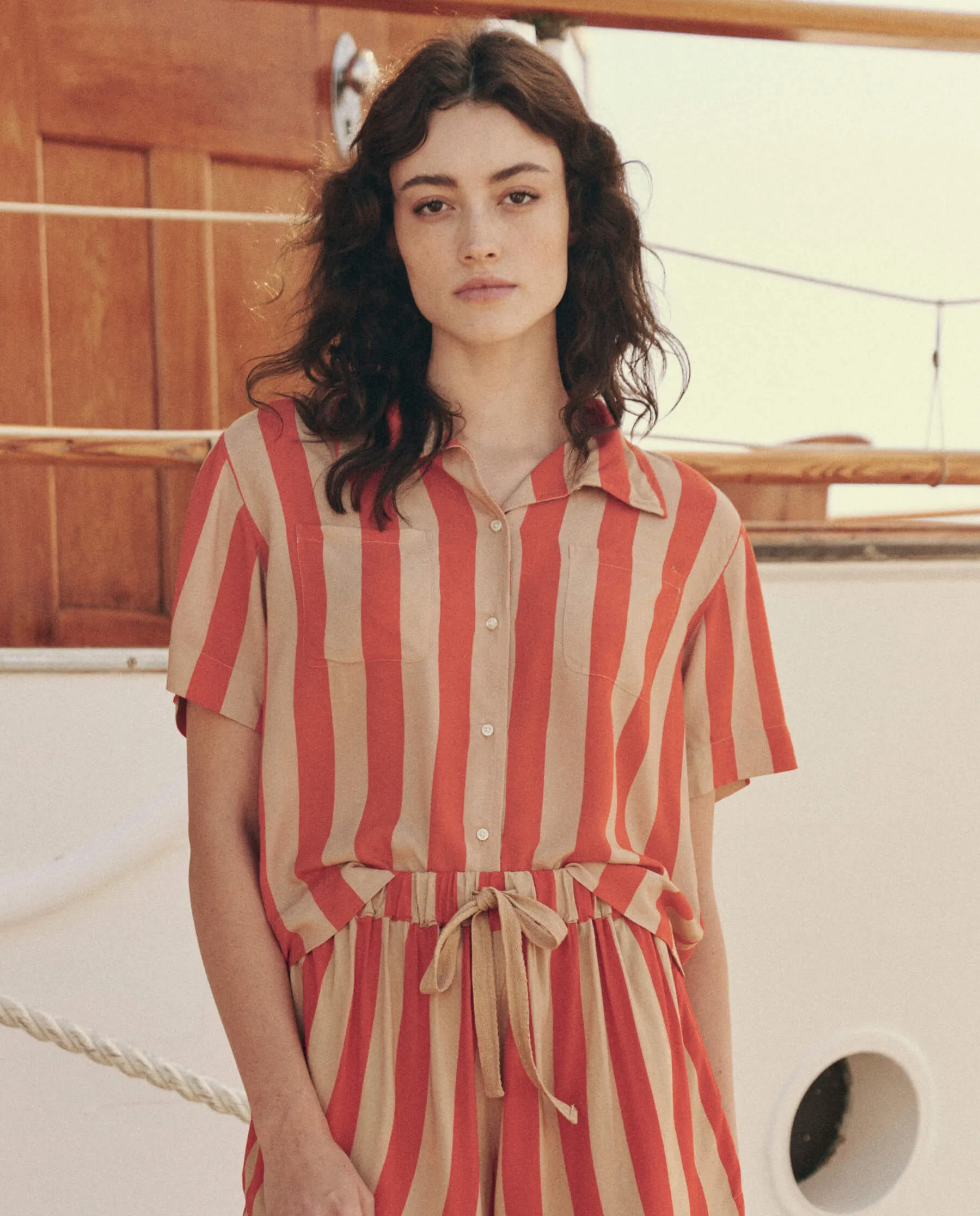 The Bowling Shirt. -- Sunset Stripe sold by THE GREAT. product image thumbnail 2