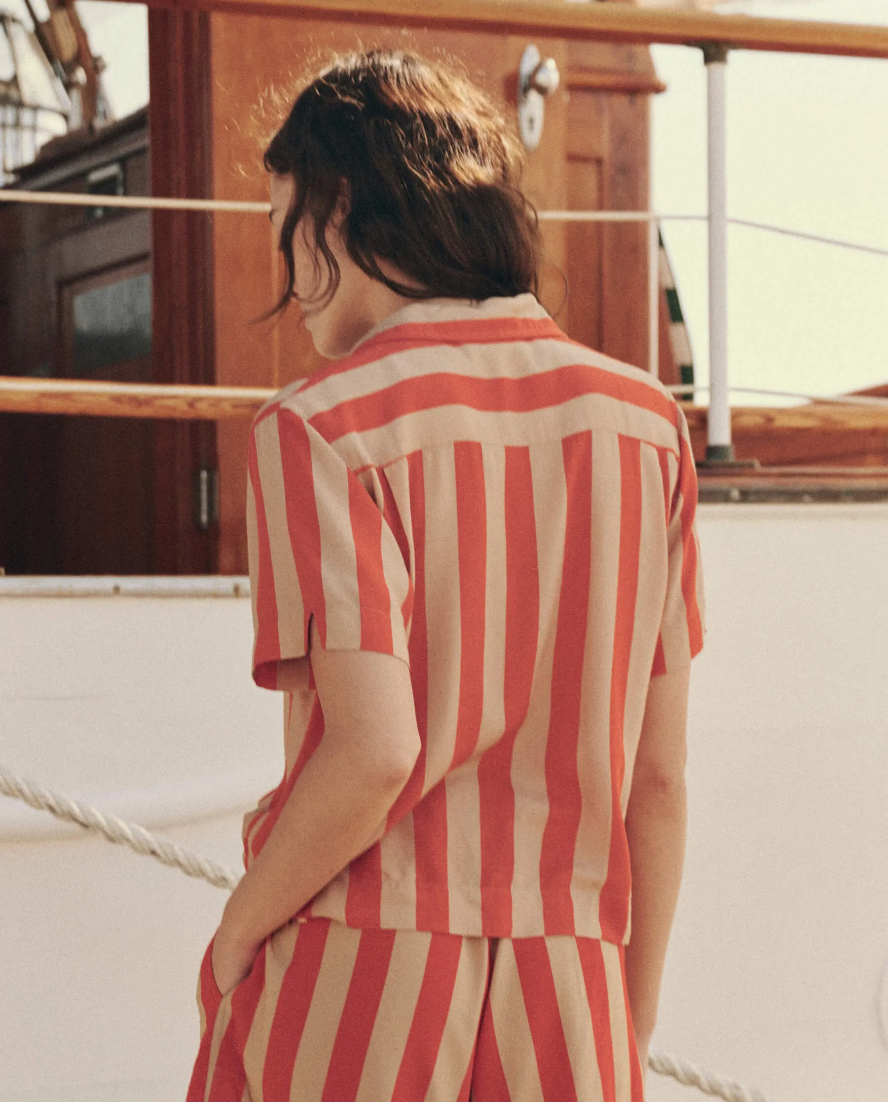 The Bowling Shirt. -- Sunset Stripe sold by THE GREAT. product image thumbnail 3