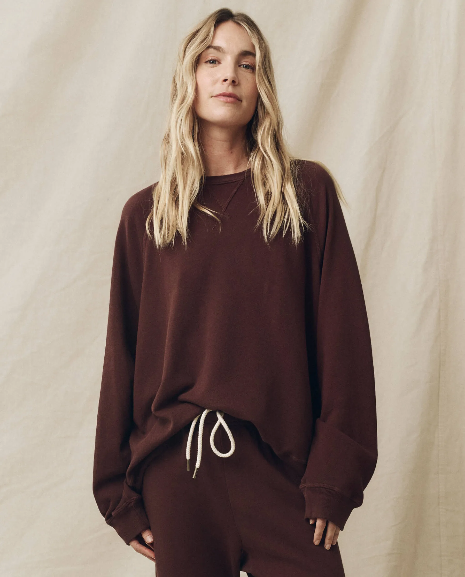 The Slouch Sweatshirt. Solid -- Toasted Walnut sold by THE GREAT.