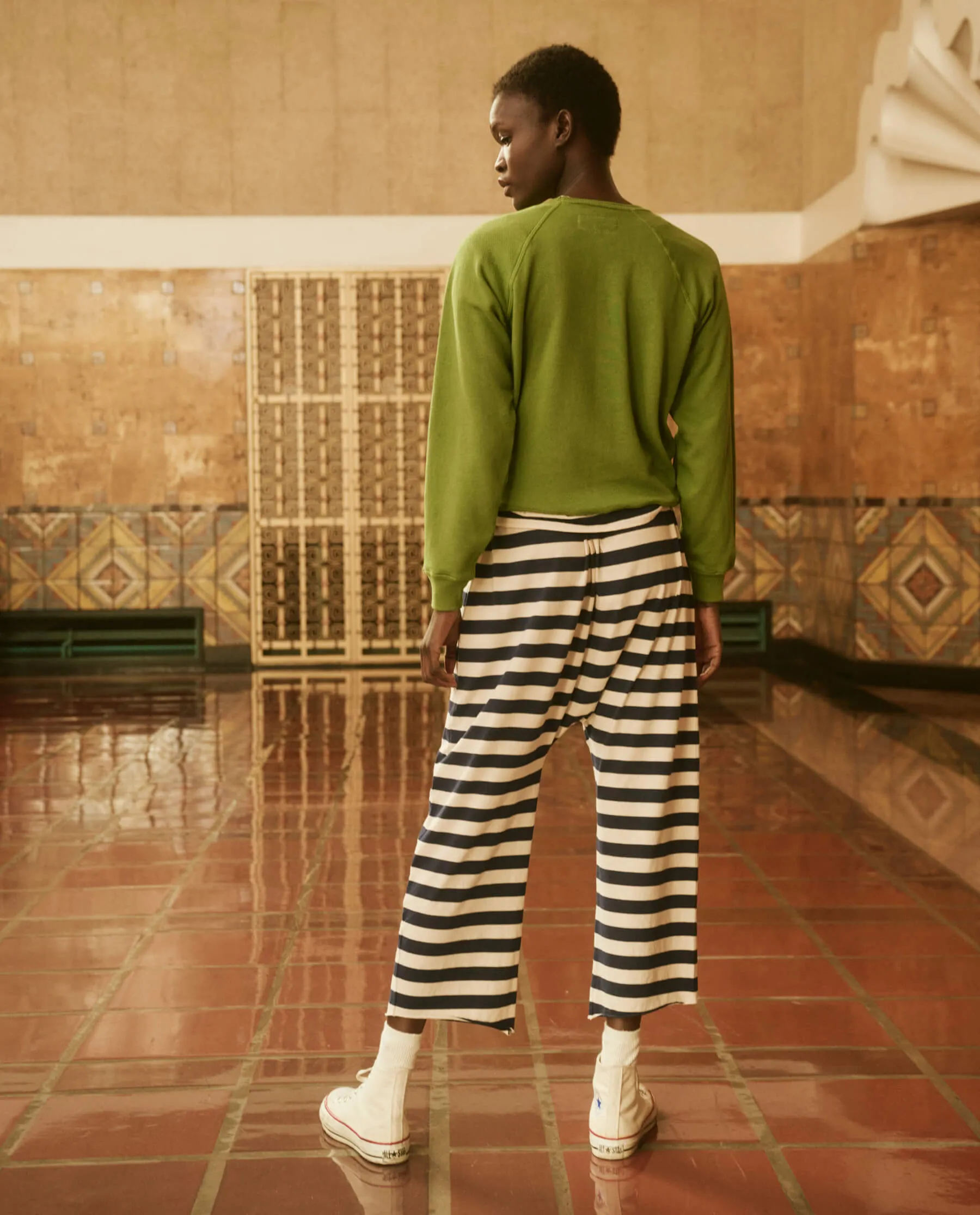 The Jersey Crop. -- Navy and Cream Scholar Stripe sold by THE GREAT. product image thumbnail 5