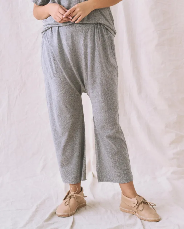 The Jersey Crop Pant. -- Heather Grey sold by THE GREAT.