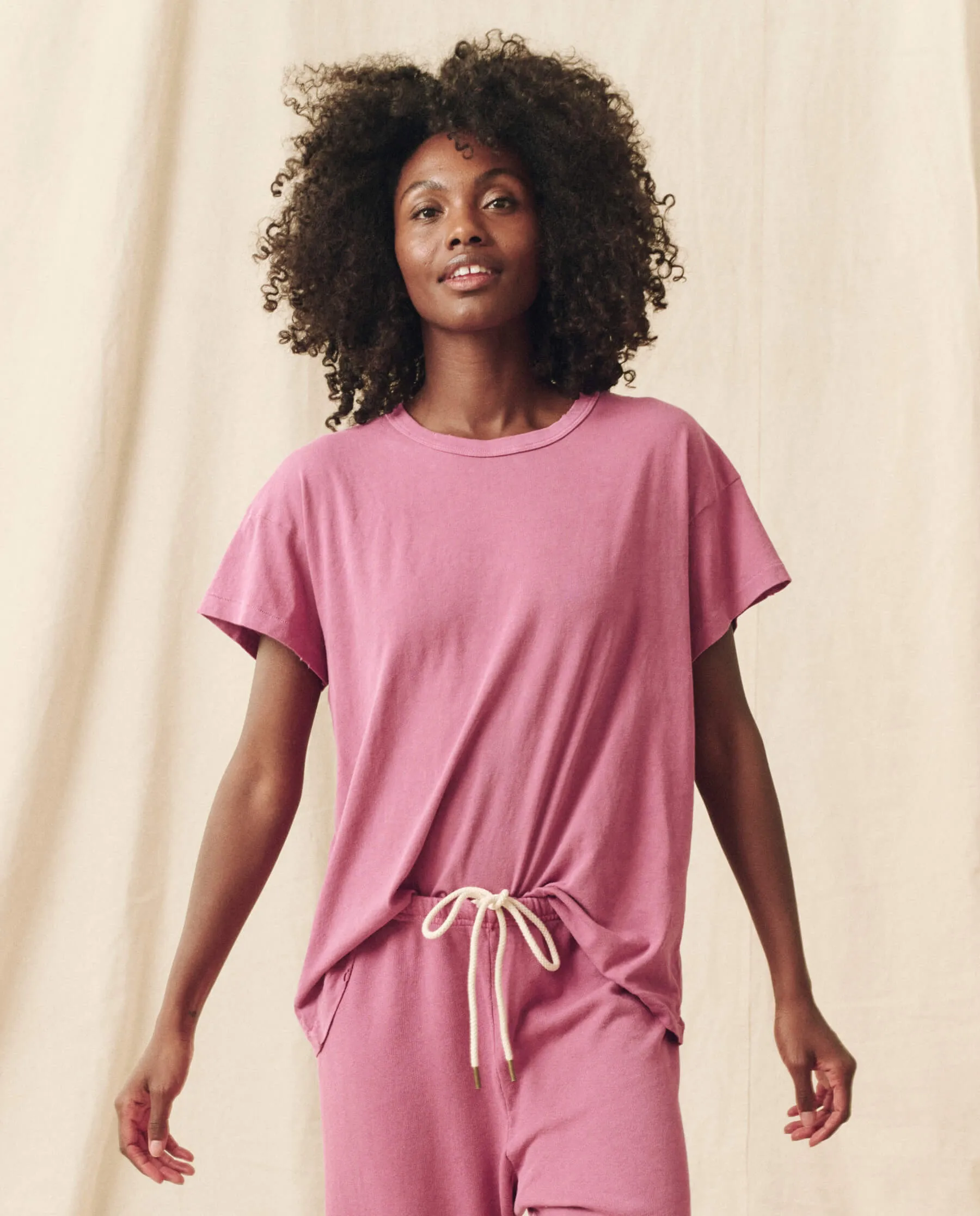 The Boxy Crew. Solid -- Aubergine sold by THE GREAT.