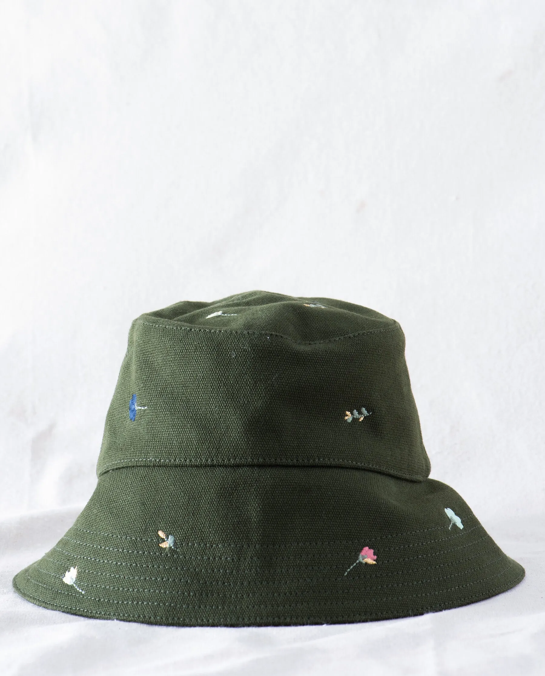 The Bucket Hat. -- Army with Tossed Floral Embroidery sold by THE GREAT. product image thumbnail 2