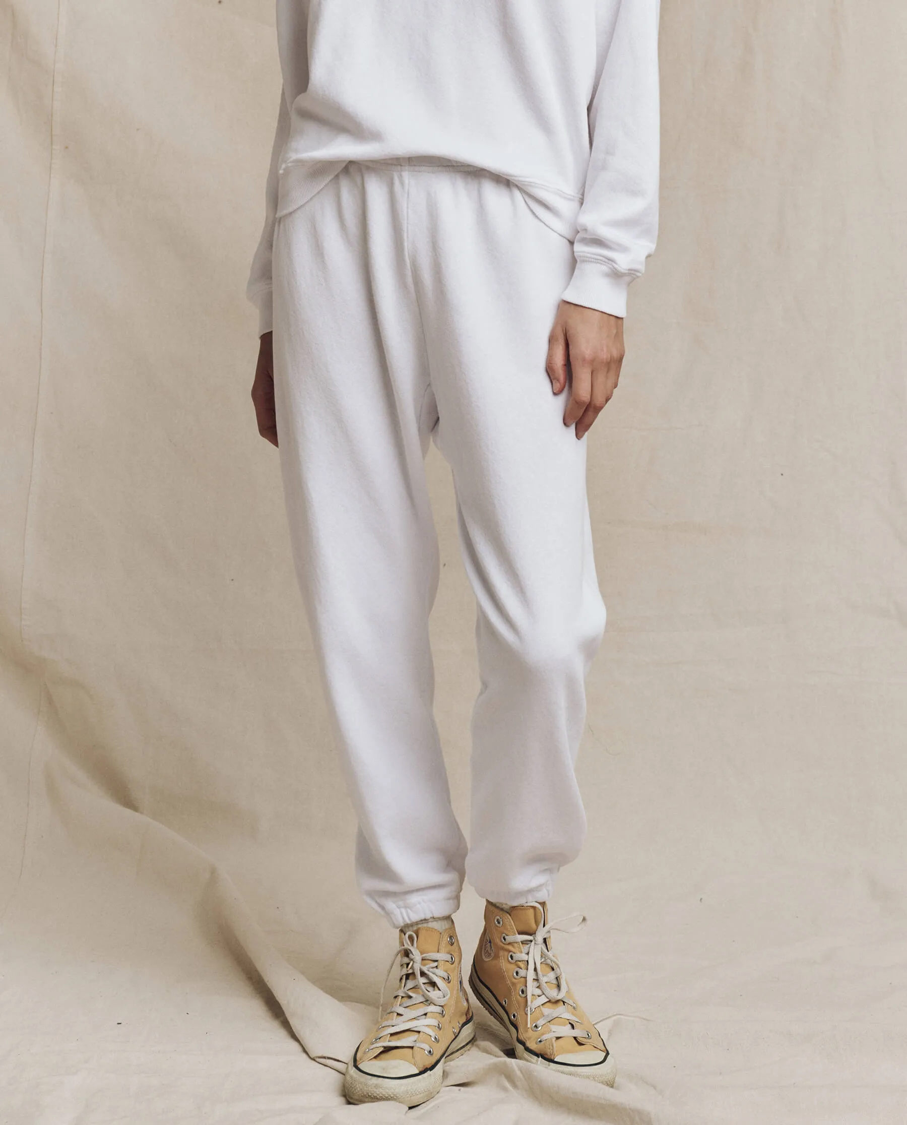 The Stadium Sweatpant. Solid -- True White sold by THE GREAT.