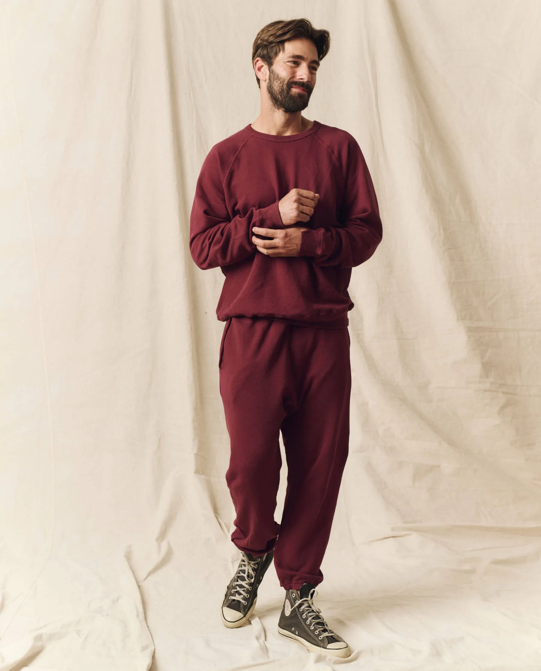 The Men’s Stadium Sweatpant. Solid -- Mulled Wine sold by THE GREAT.