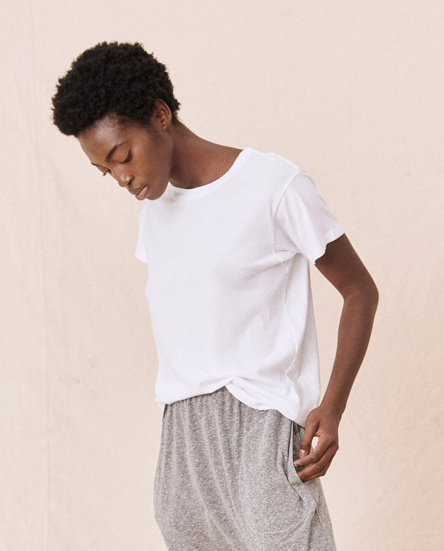 The Slim Tee. Solid -- True White sold by THE GREAT. product image thumbnail 5