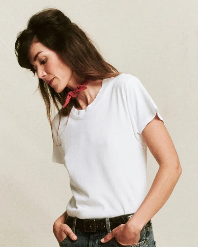 The Slim Tee. Solid -- True White sold by THE GREAT.