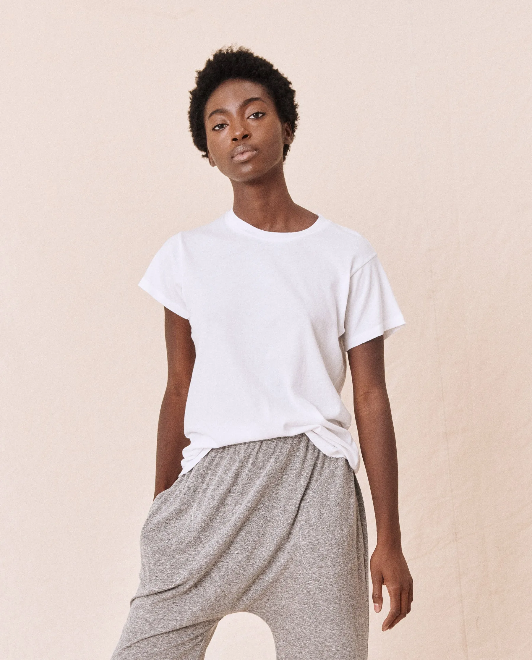 The Slim Tee. Solid -- True White sold by THE GREAT. product image thumbnail 3