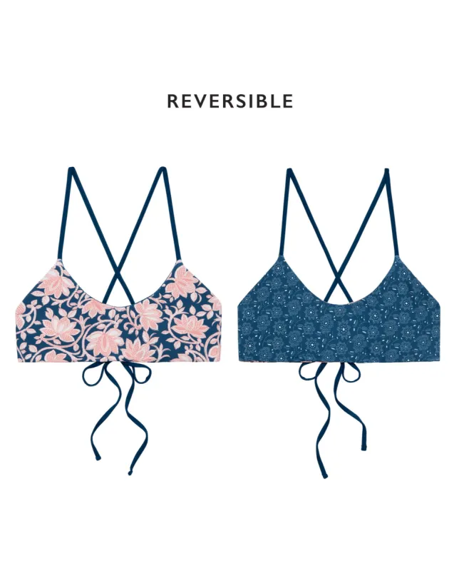 The Reversible Bralette. -- Bay Oasis Floral and Bay Bandana Daisy sold by THE GREAT.