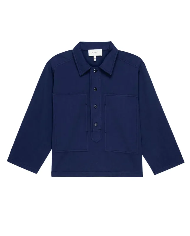 The Railway Shirt. -- French Blue sold by THE GREAT.