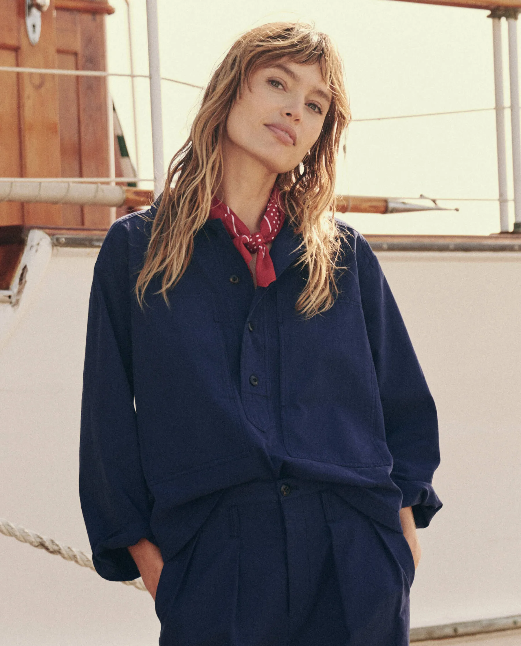 The Railway Shirt. -- French Blue sold by THE GREAT. product image thumbnail 2