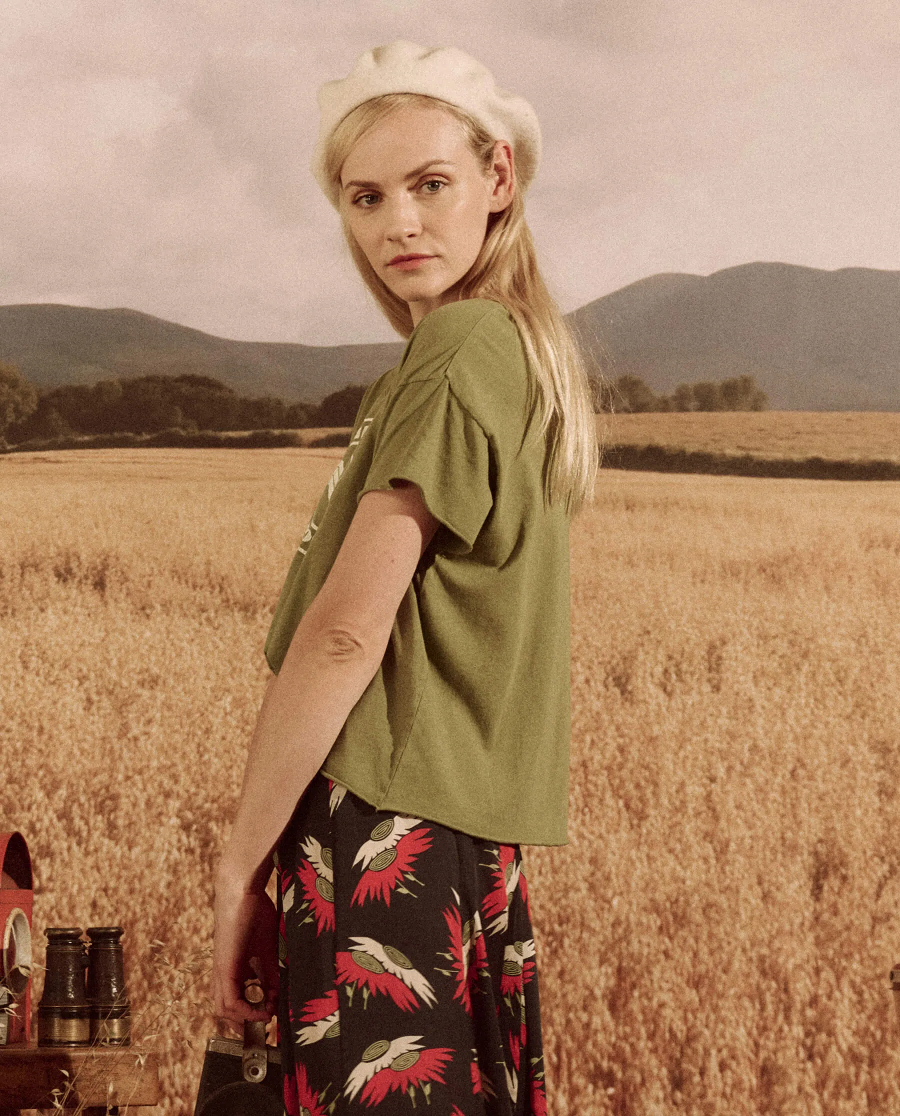 The Crop Tee. Graphic -- Vintage Army with Mountain Resort Graphic sold by THE GREAT. product image thumbnail 4