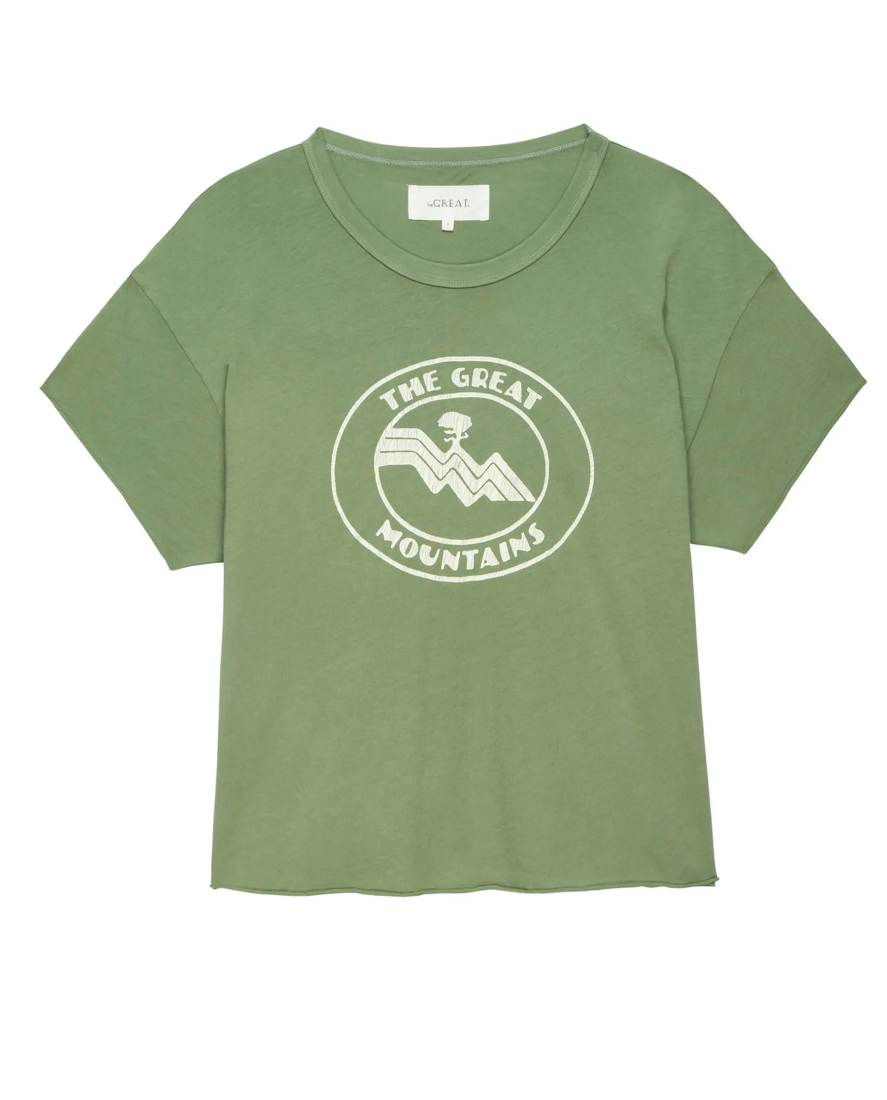 The Crop Tee. Graphic -- Vintage Army with Mountain Resort Graphic sold by THE GREAT.