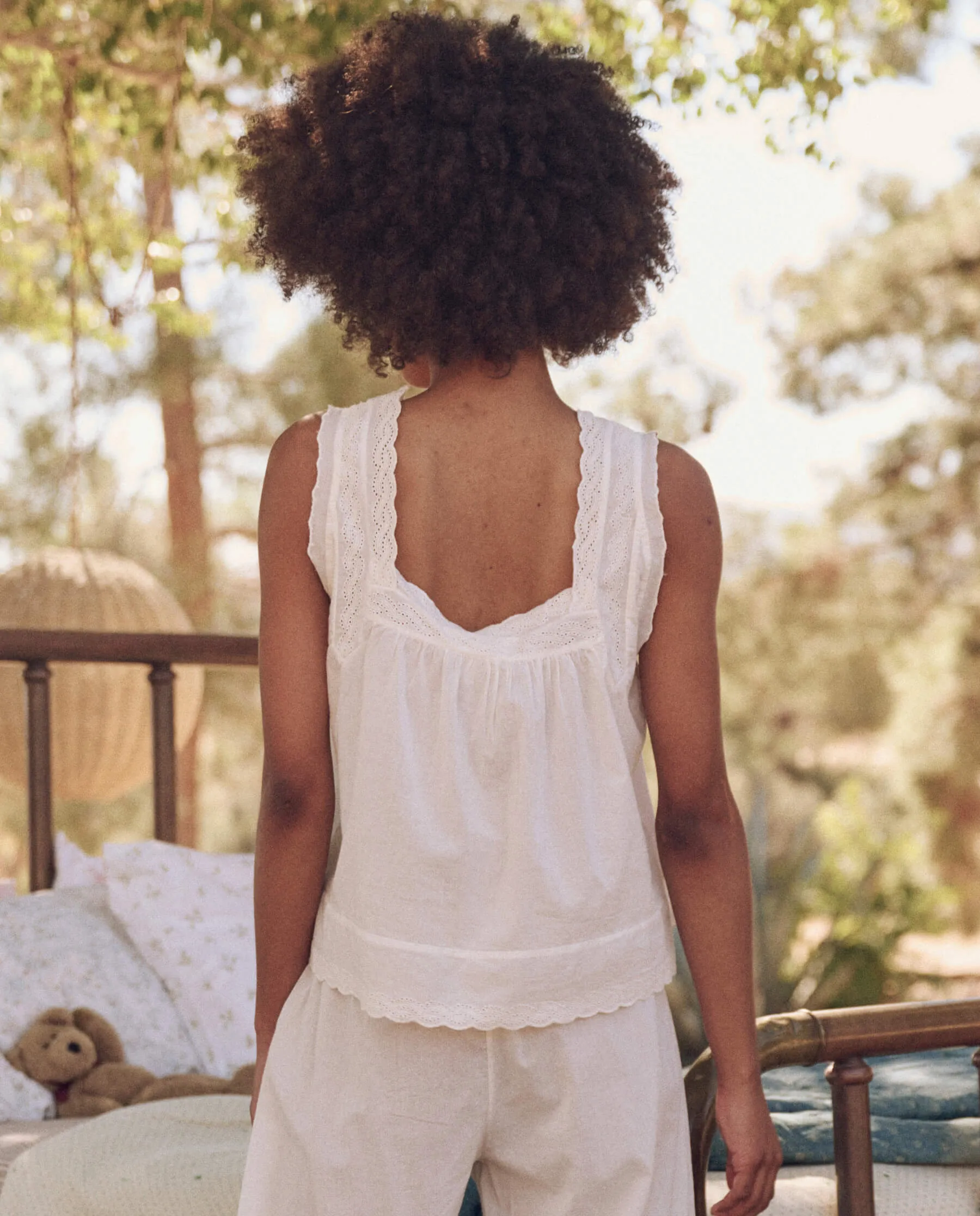 The Eyelet Tank. -- True White sold by THE GREAT. product image thumbnail 2
