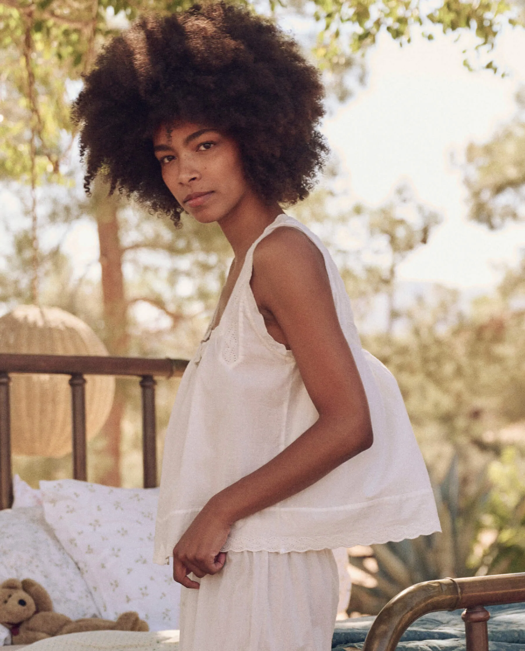 The Eyelet Tank. -- True White sold by THE GREAT. product image thumbnail 4