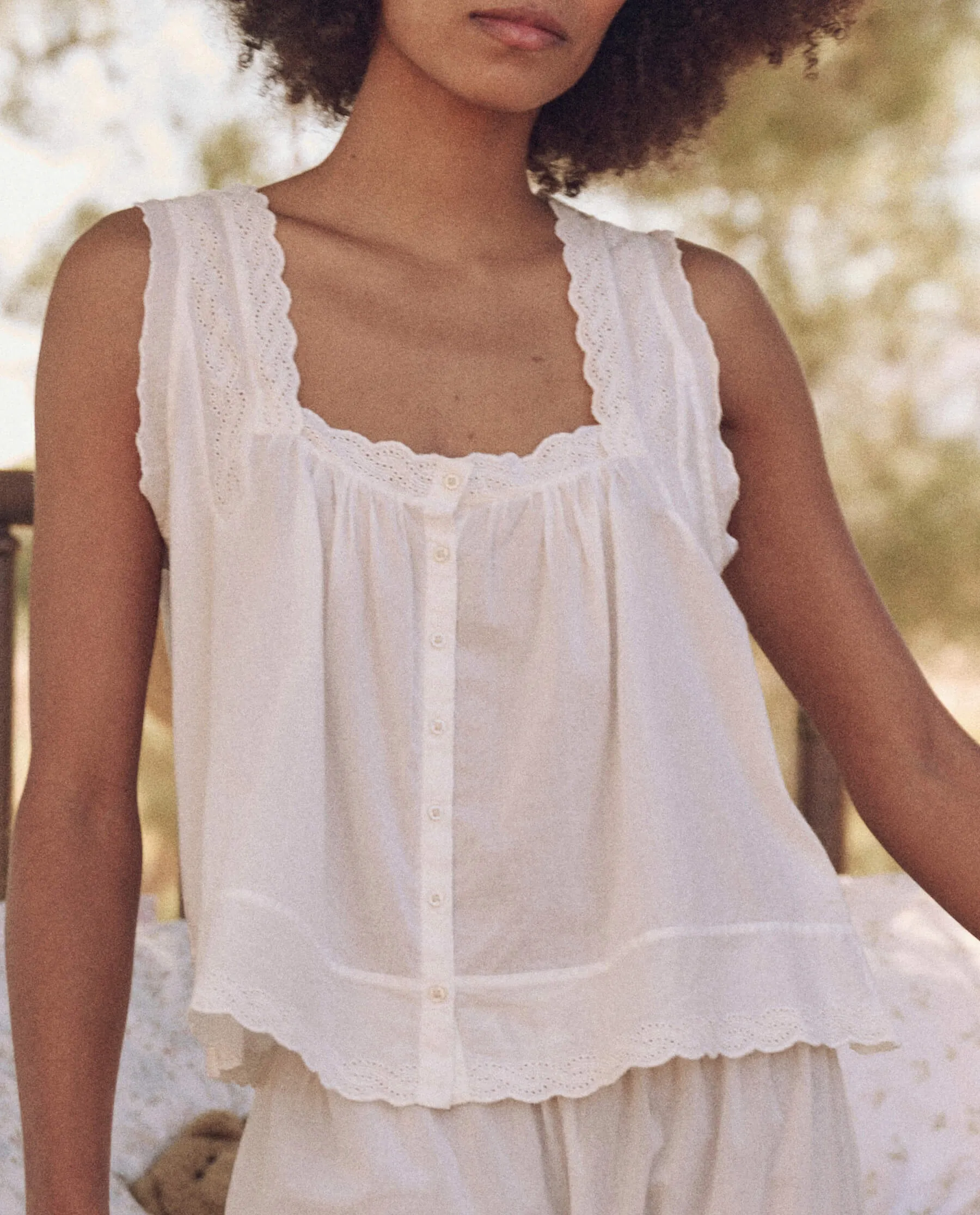The Eyelet Tank. -- True White sold by THE GREAT. product image thumbnail 3