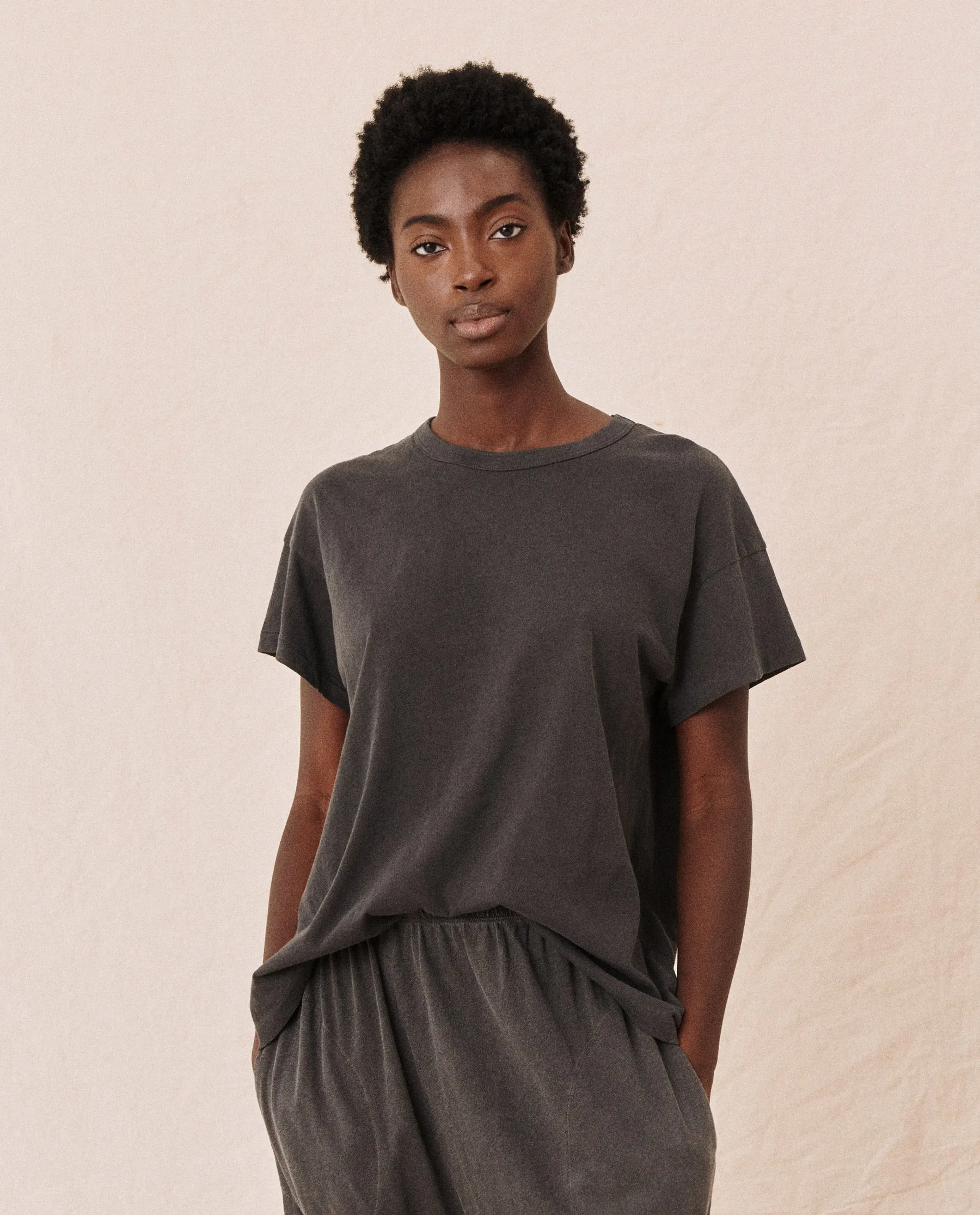 The Boxy Crew. Solid -- Washed Black sold by THE GREAT. product image thumbnail 4