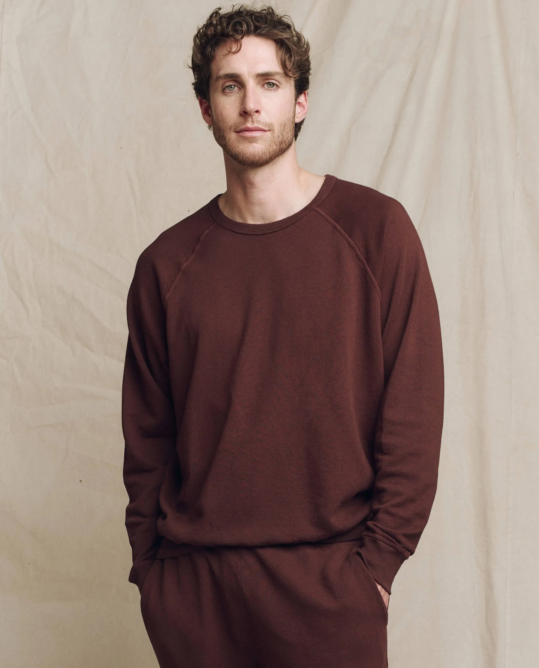 The Men's College Sweatshirt. -- Toasted Walnut sold by THE GREAT.