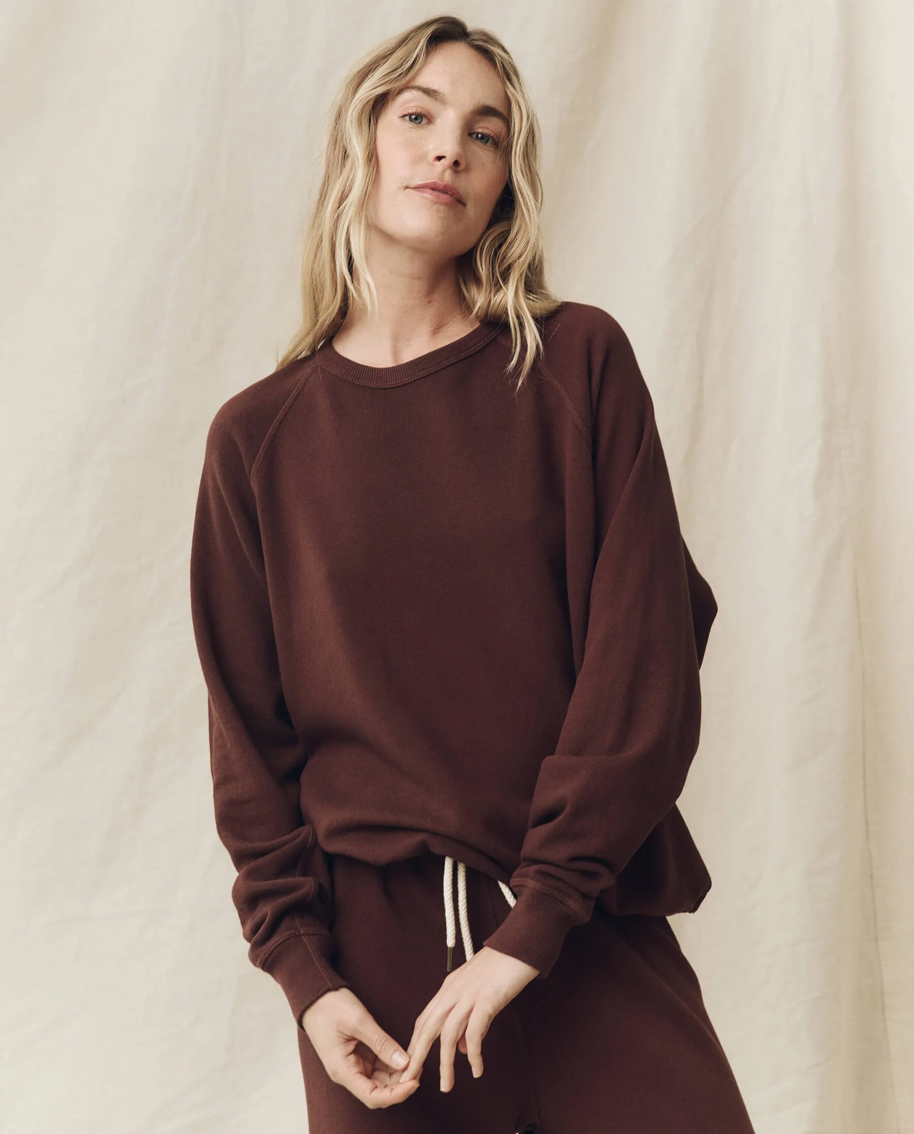 The College Sweatshirt. Solid -- Toasted Walnut sold by THE GREAT.