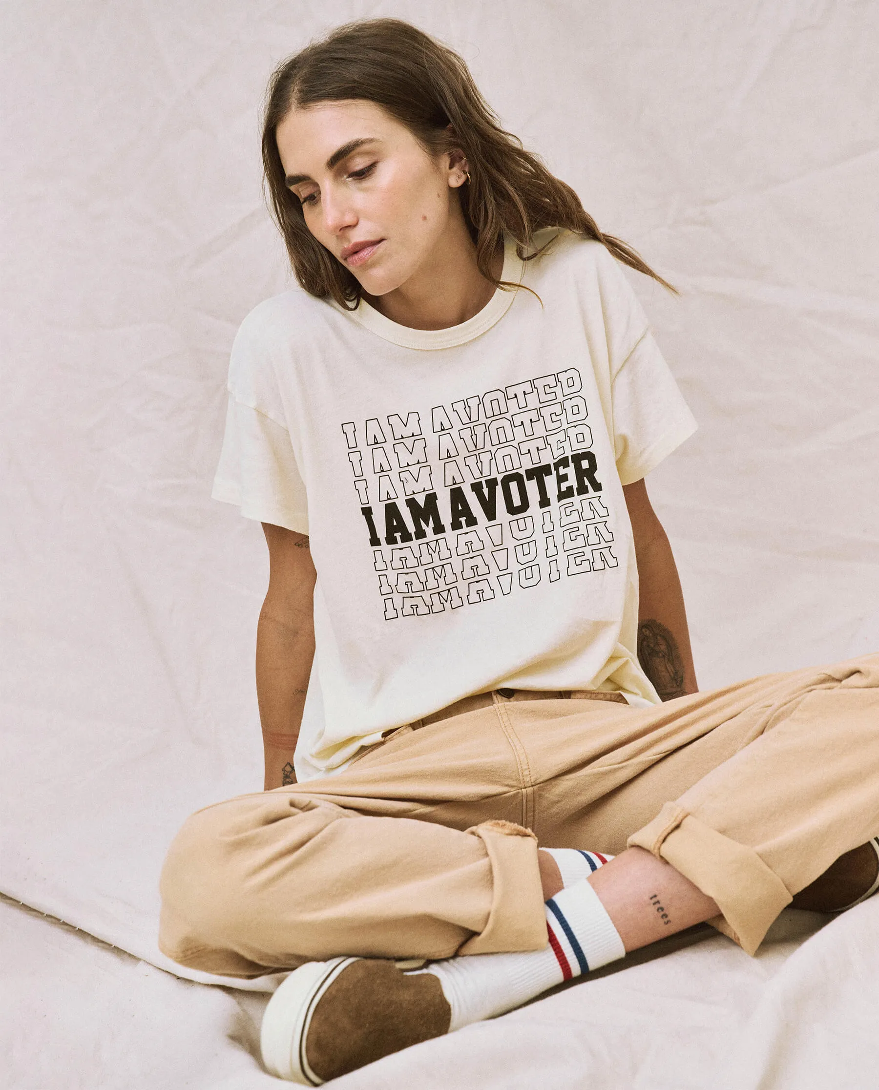 Limited Edition: The I Am A Voter Boxy Crew. -- Washed White sold by THE GREAT. product image thumbnail 3