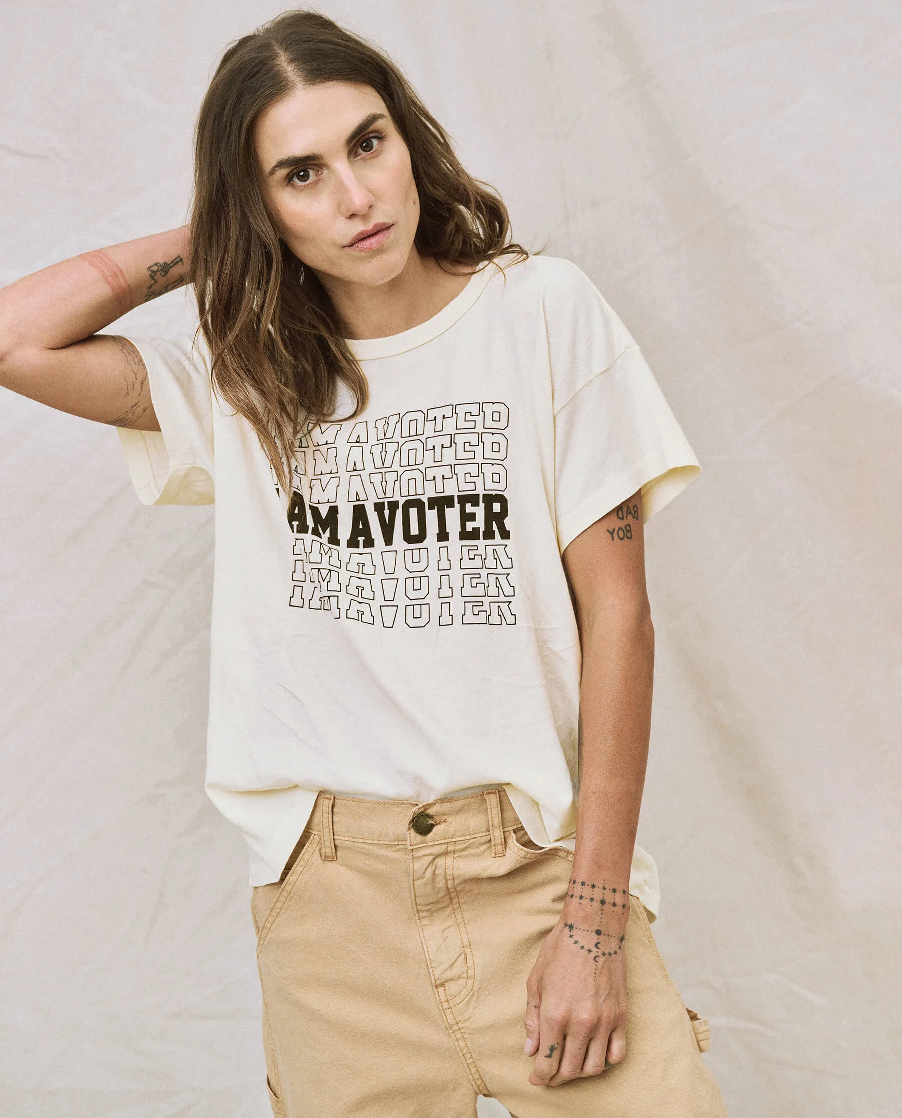 Limited Edition: The I Am A Voter Boxy Crew. -- Washed White sold by THE GREAT. product image thumbnail 4