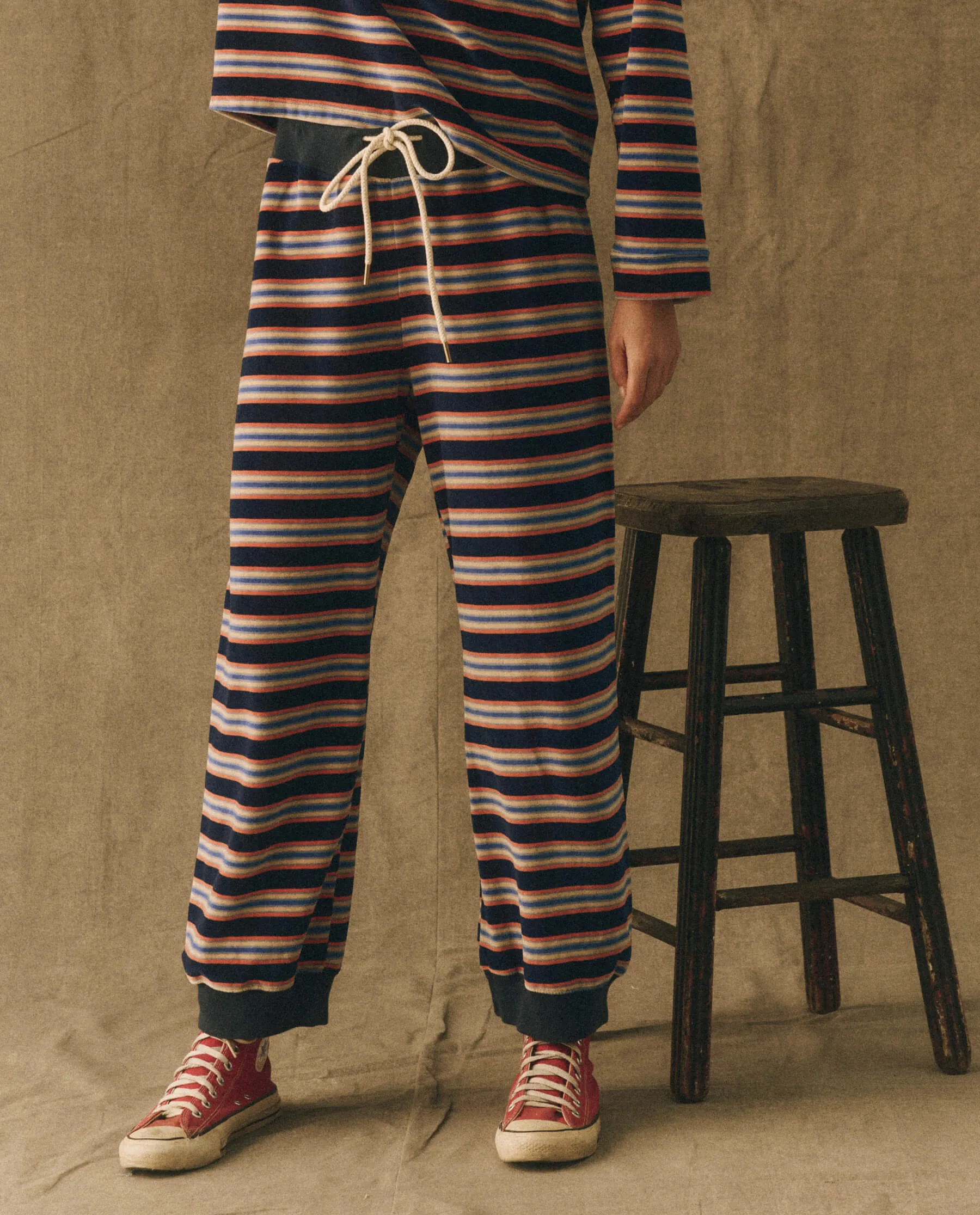 The Velour Lantern Sweatpant. -- Scrimmage Stripe sold by THE GREAT. product image thumbnail 4