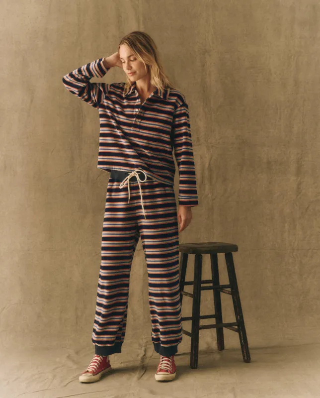 The Velour Lantern Sweatpant. -- Scrimmage Stripe sold by THE GREAT.