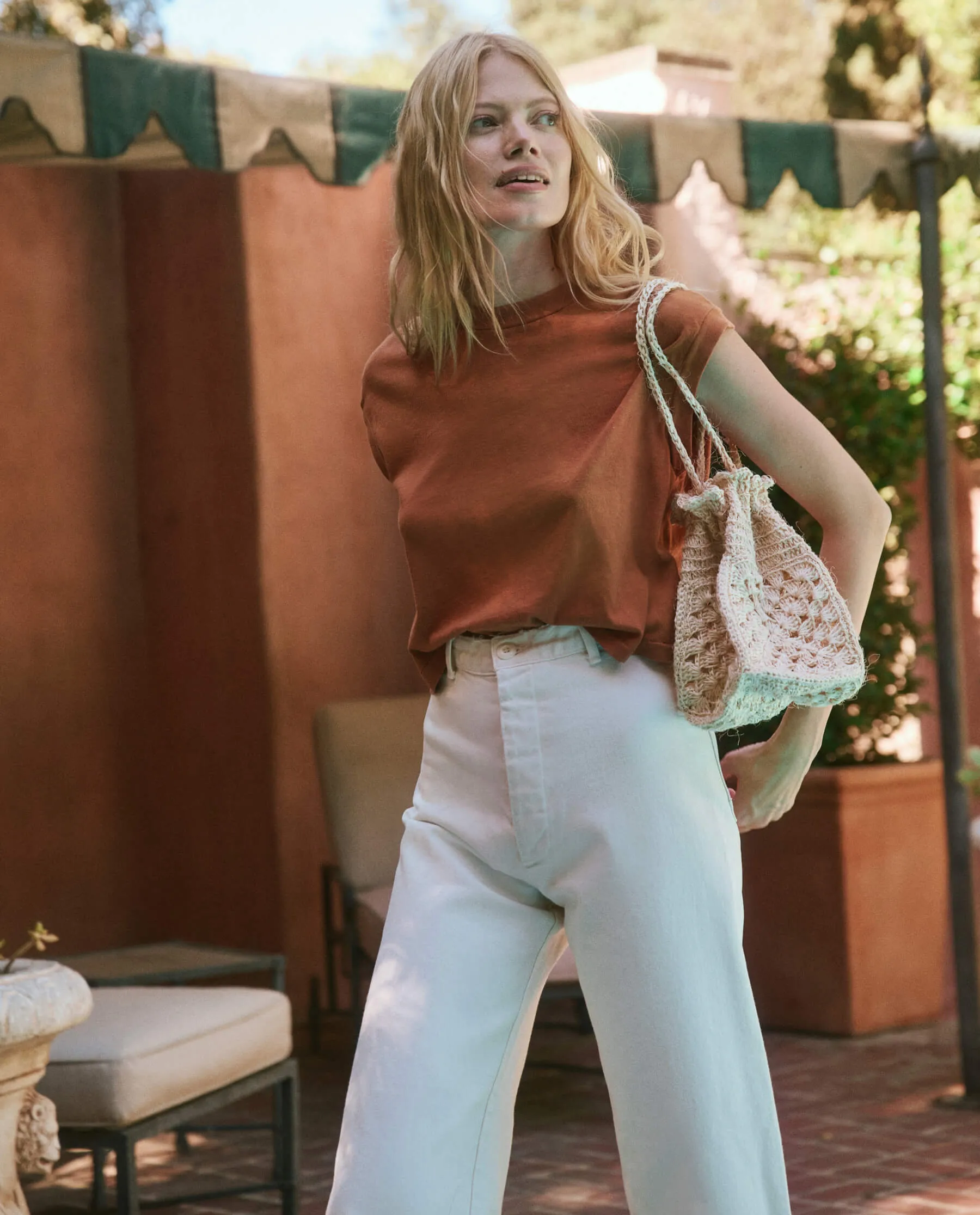 The Crochet Drawstring Bag. -- Natural sold by THE GREAT. product image thumbnail 2