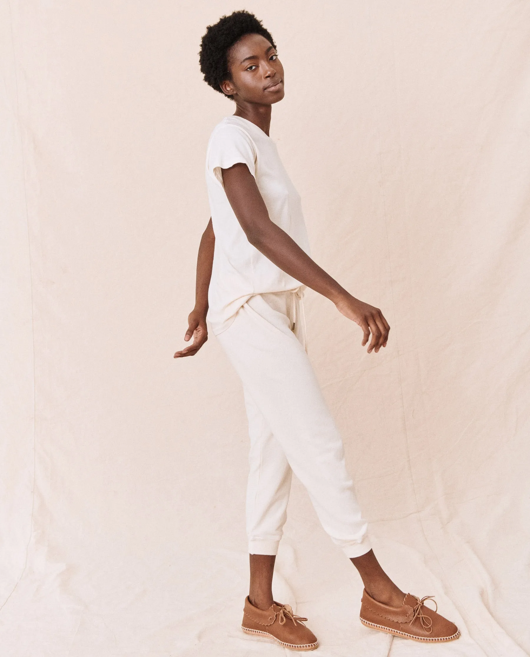 The Cropped Sweatpant. Solid -- Washed White sold by THE GREAT. product image thumbnail 4