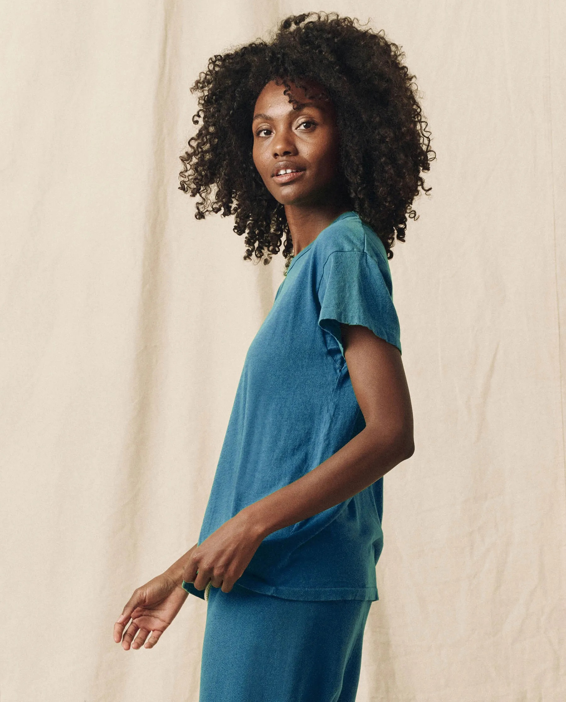 The Boxy Crew. Solid -- Glacier Blue sold by THE GREAT.