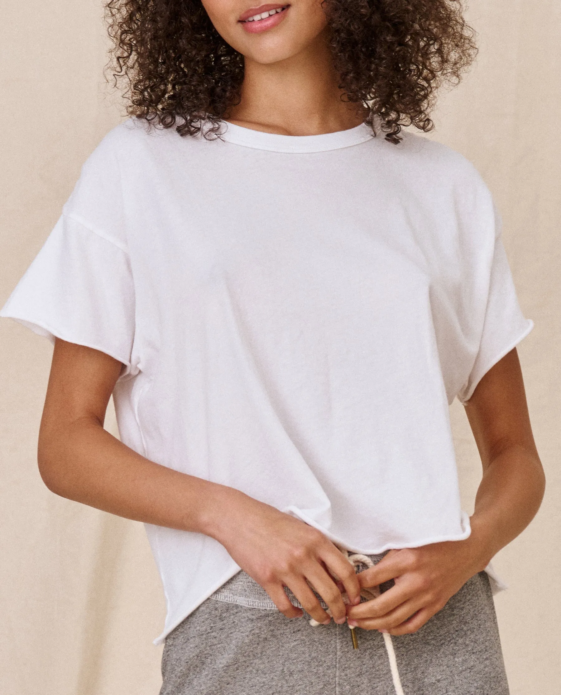 The Crop Tee. Solid -- True White sold by THE GREAT. product image thumbnail 3