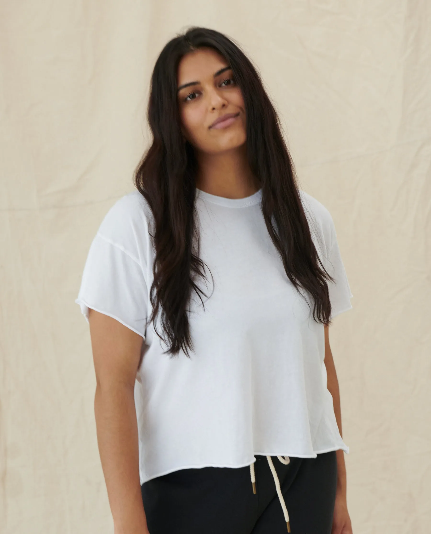The Crop Tee. Solid -- True White sold by THE GREAT. product image thumbnail 4