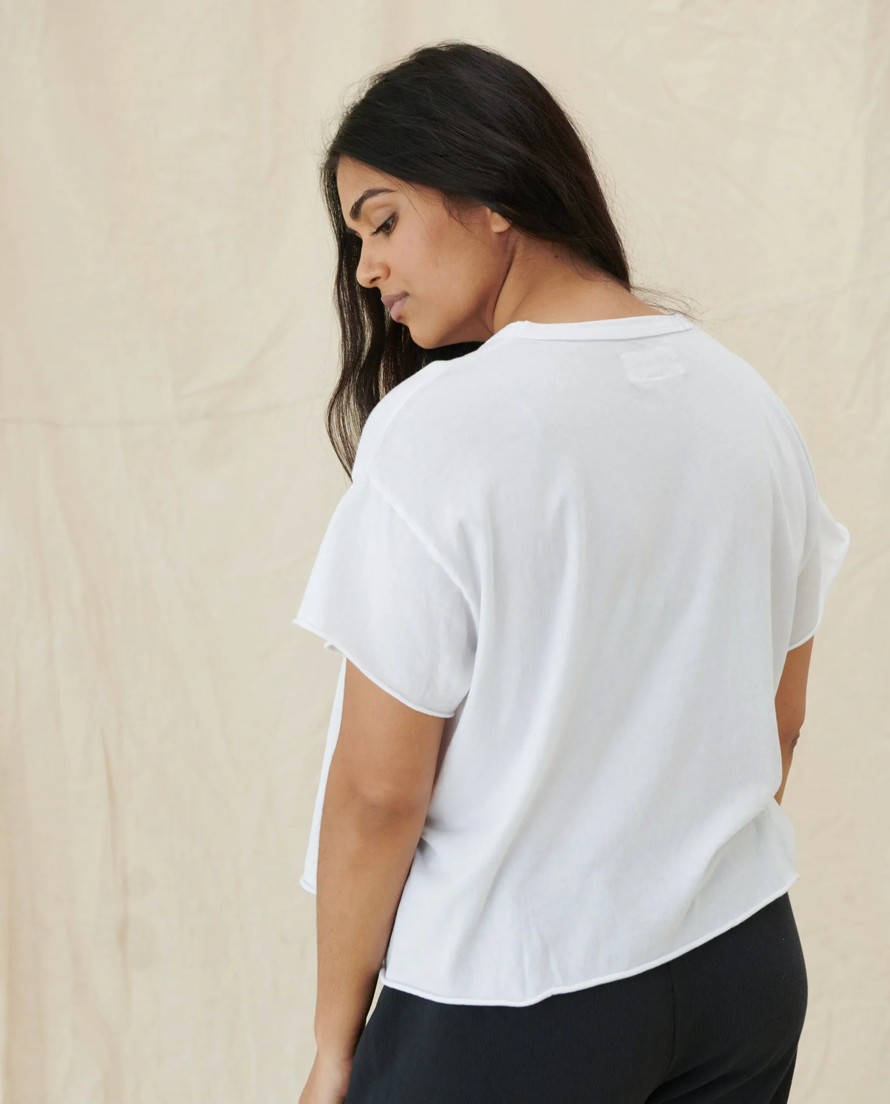 The Crop Tee. Solid -- True White sold by THE GREAT. product image thumbnail 5
